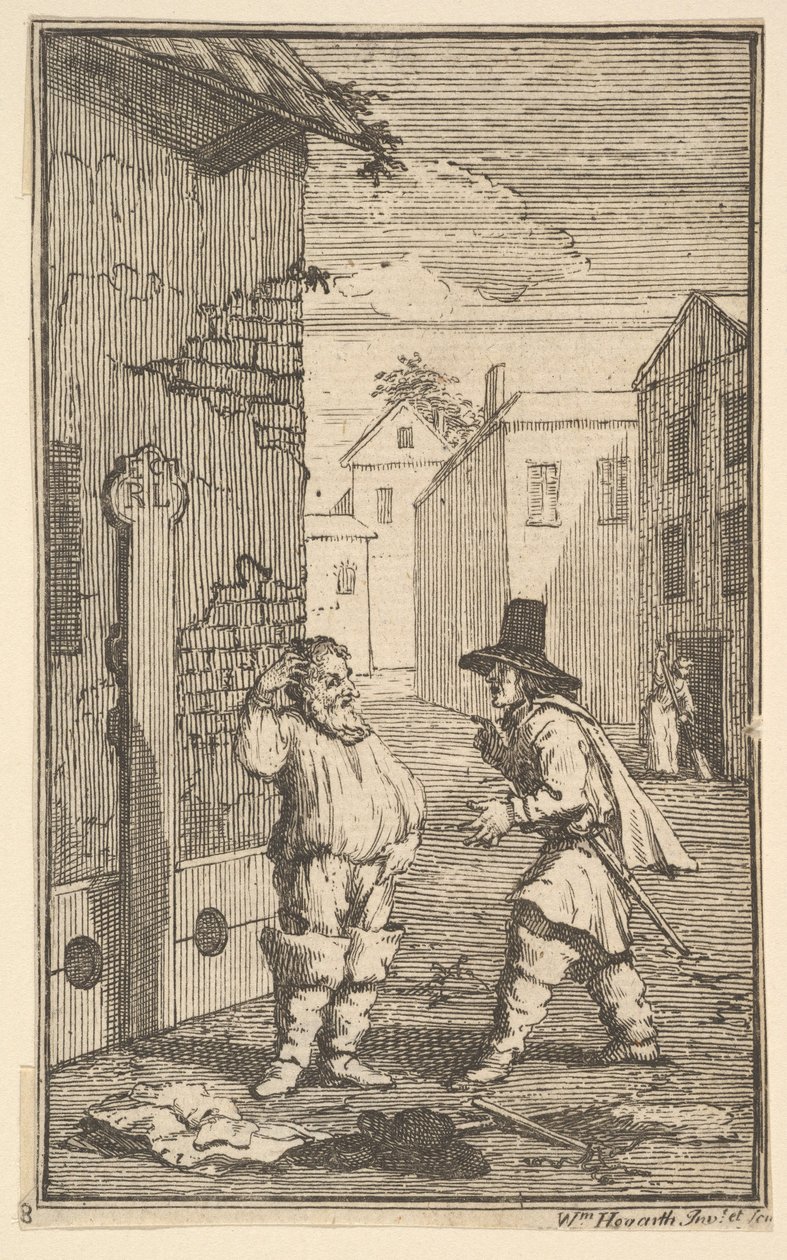 Hudibras og Ralpho diskuterer sytten små illustrasjoner for Samuel Butlers Hudibras..., 1721-26. av William Hogarth