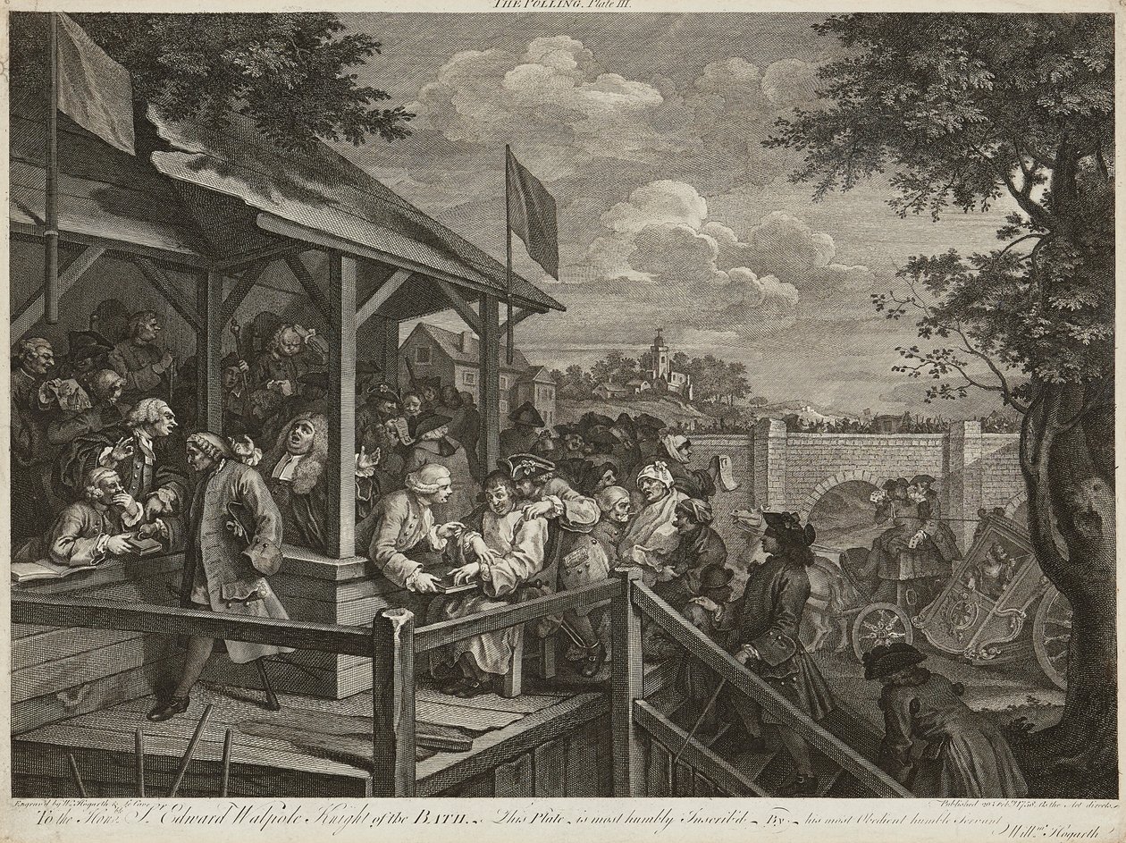 Humors of An Election (sett med fire) (gravering) av William Hogarth