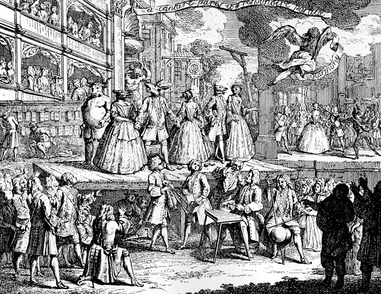 Hvis musikkens sjarm kan hjerter begeistre, 1730. av William Hogarth