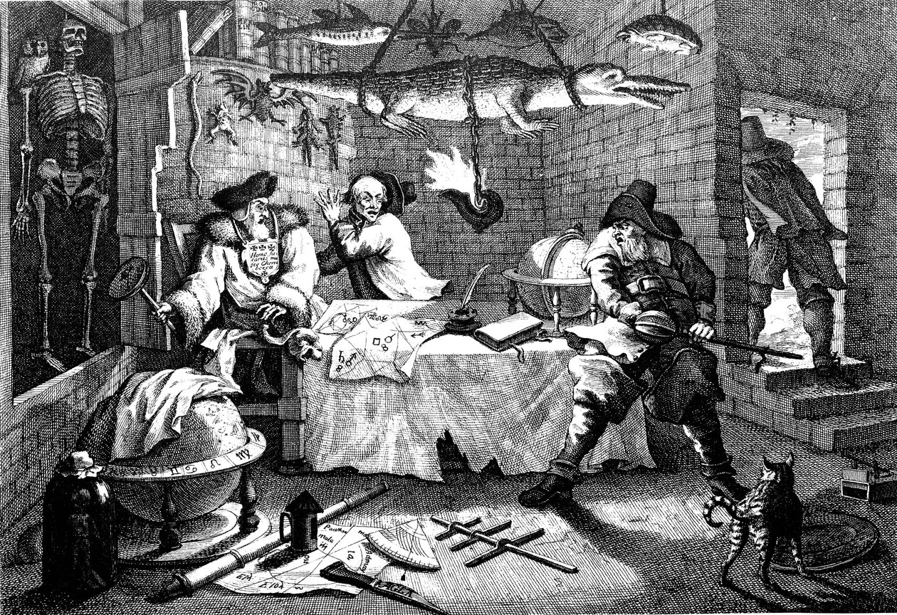 Illustrasjon fra diktet Hudibras, av Samuel Butler, 1726. av William Hogarth