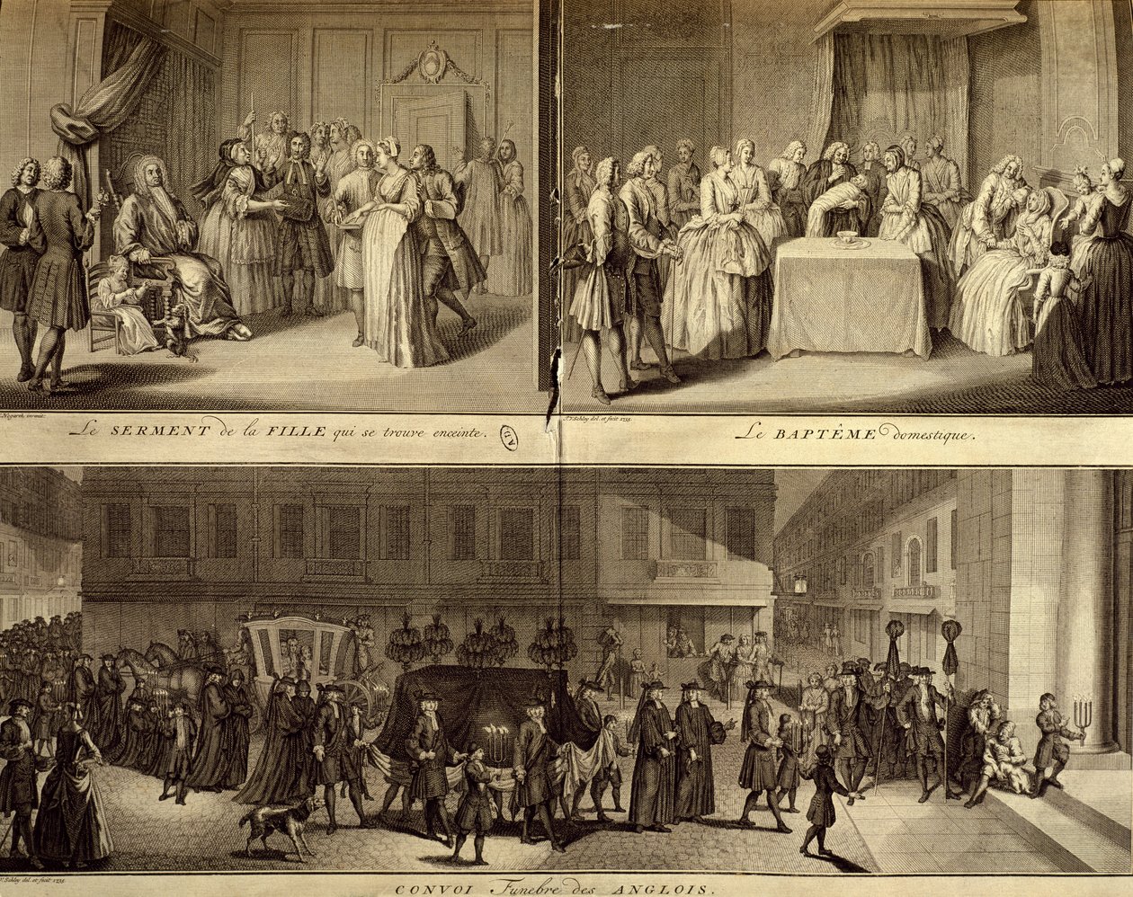 Dom over ung gravid kvinne, dåp og begravelse av William Hogarth