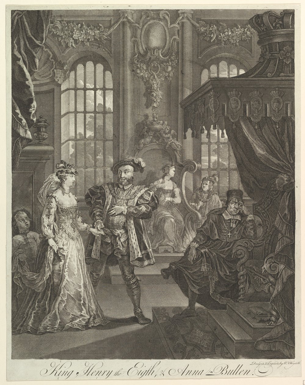 Kong Henrik den åttende og Anna Bullen, ca. 1728. av William Hogarth