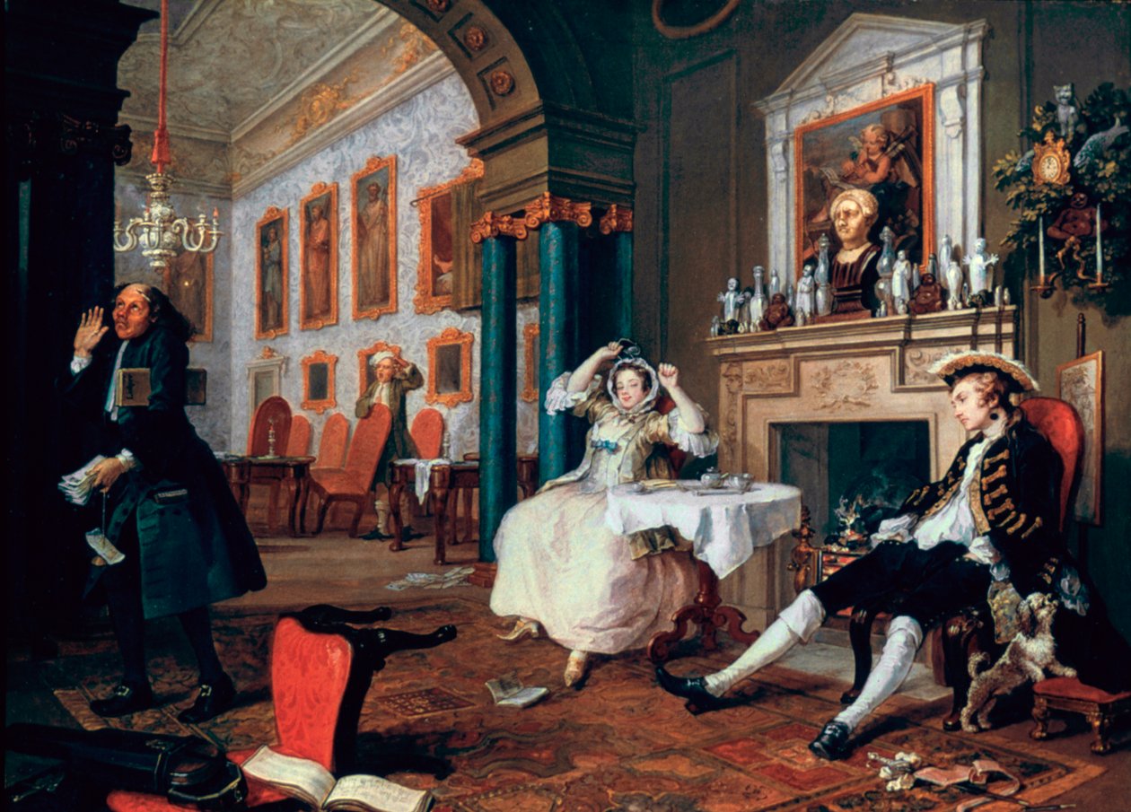 Ekteskap A-la-Mode: 2. The Tete a Tete, 1743 av William Hogarth