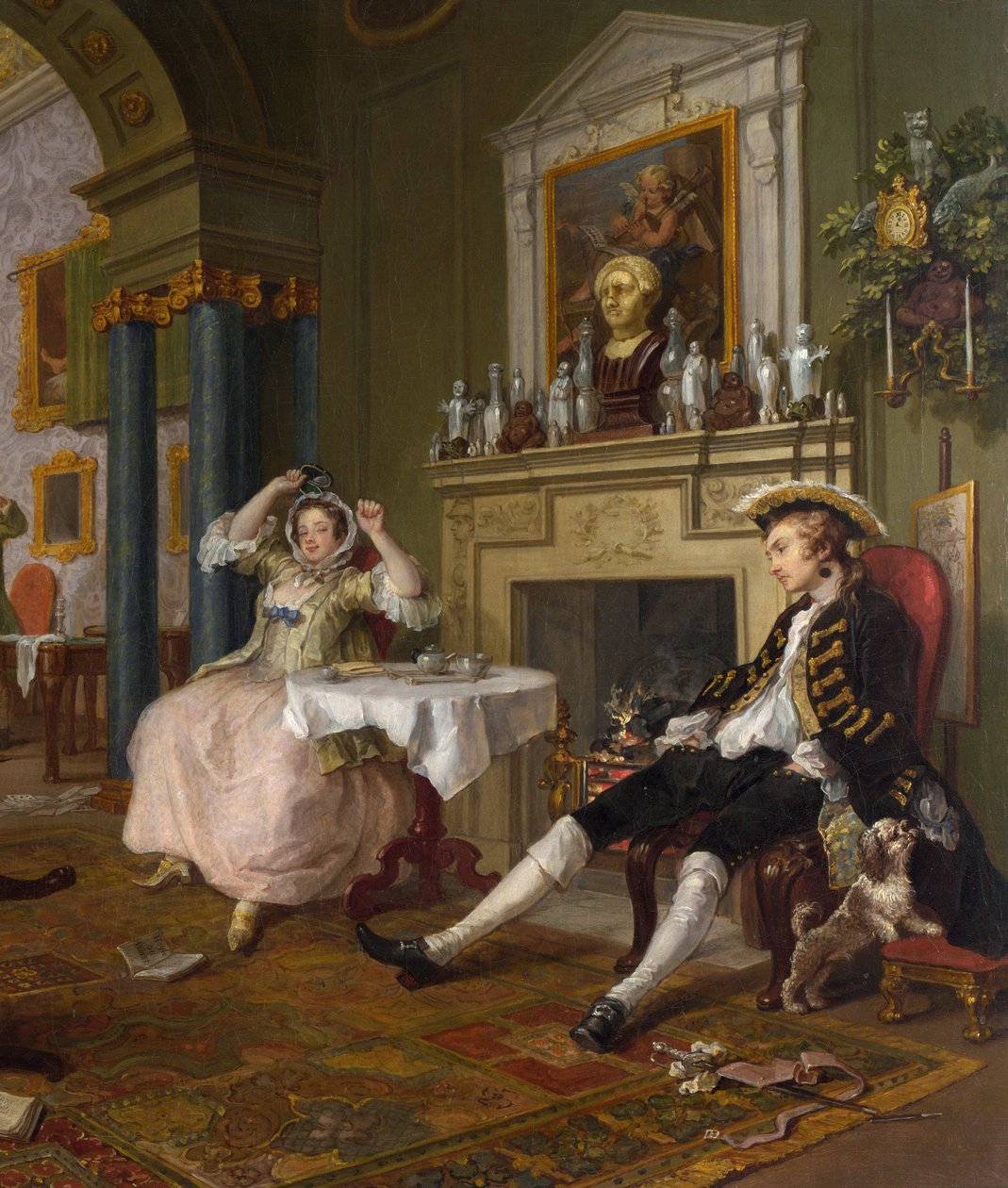 Ekteskap a la Mode:II- The Tete a Tete, ca. 1743 (detalj fra 4395) av William Hogarth