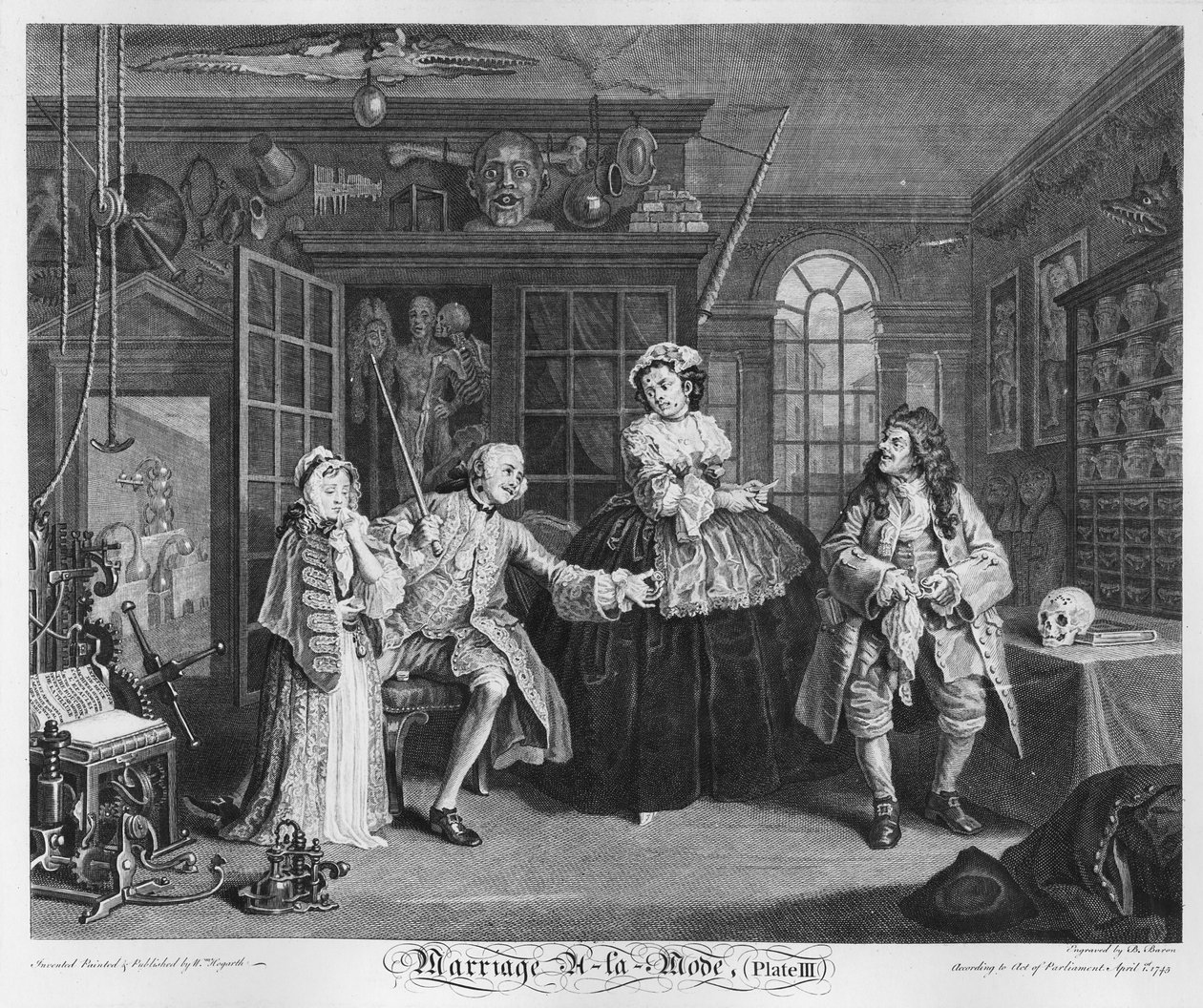 Ekteskap a la Mode, Plate III, The Inspection, 1745 av William Hogarth