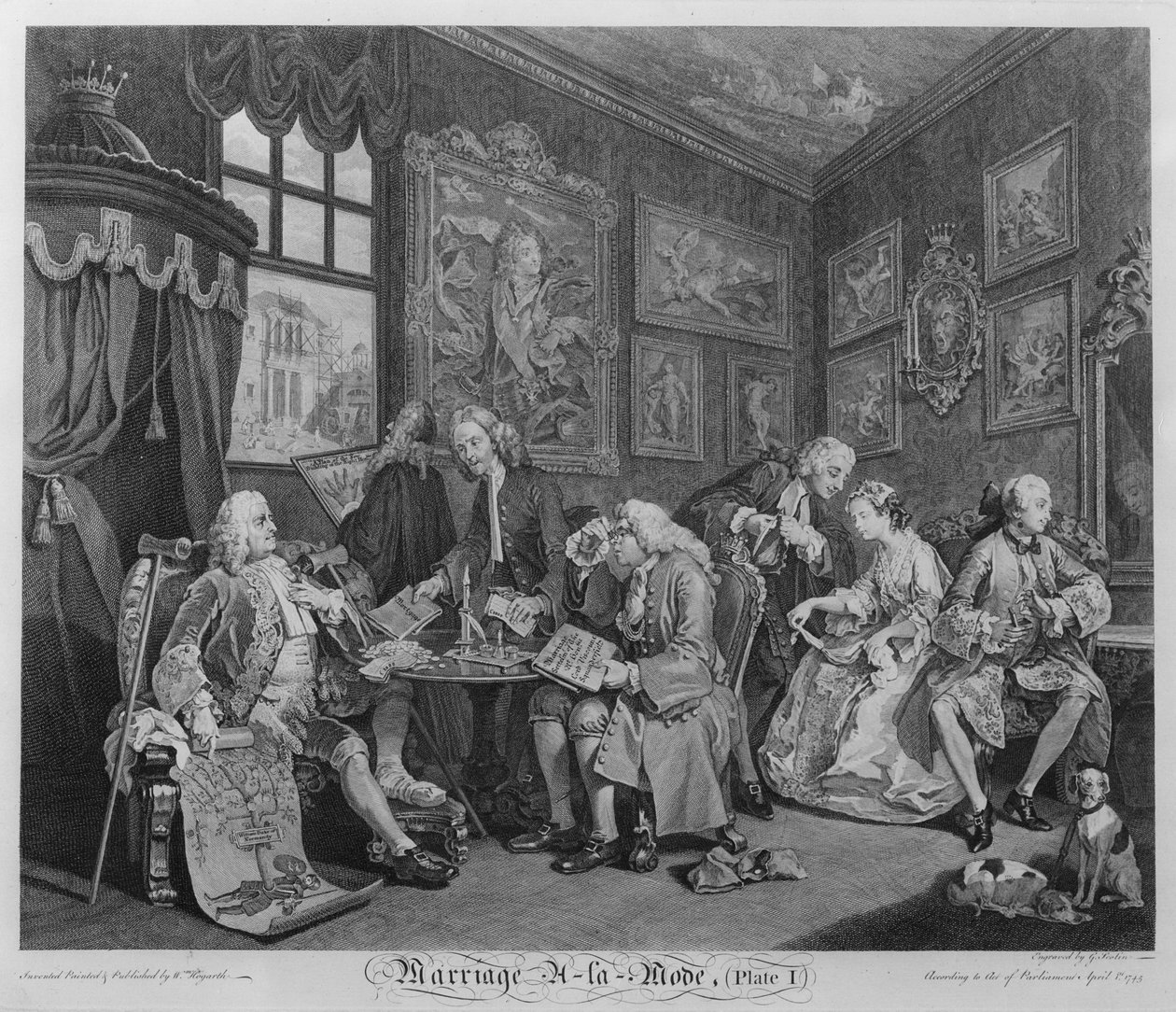 Marriage a la Mode, Plate I, The Marriage Settlement, 1745 av William Hogarth