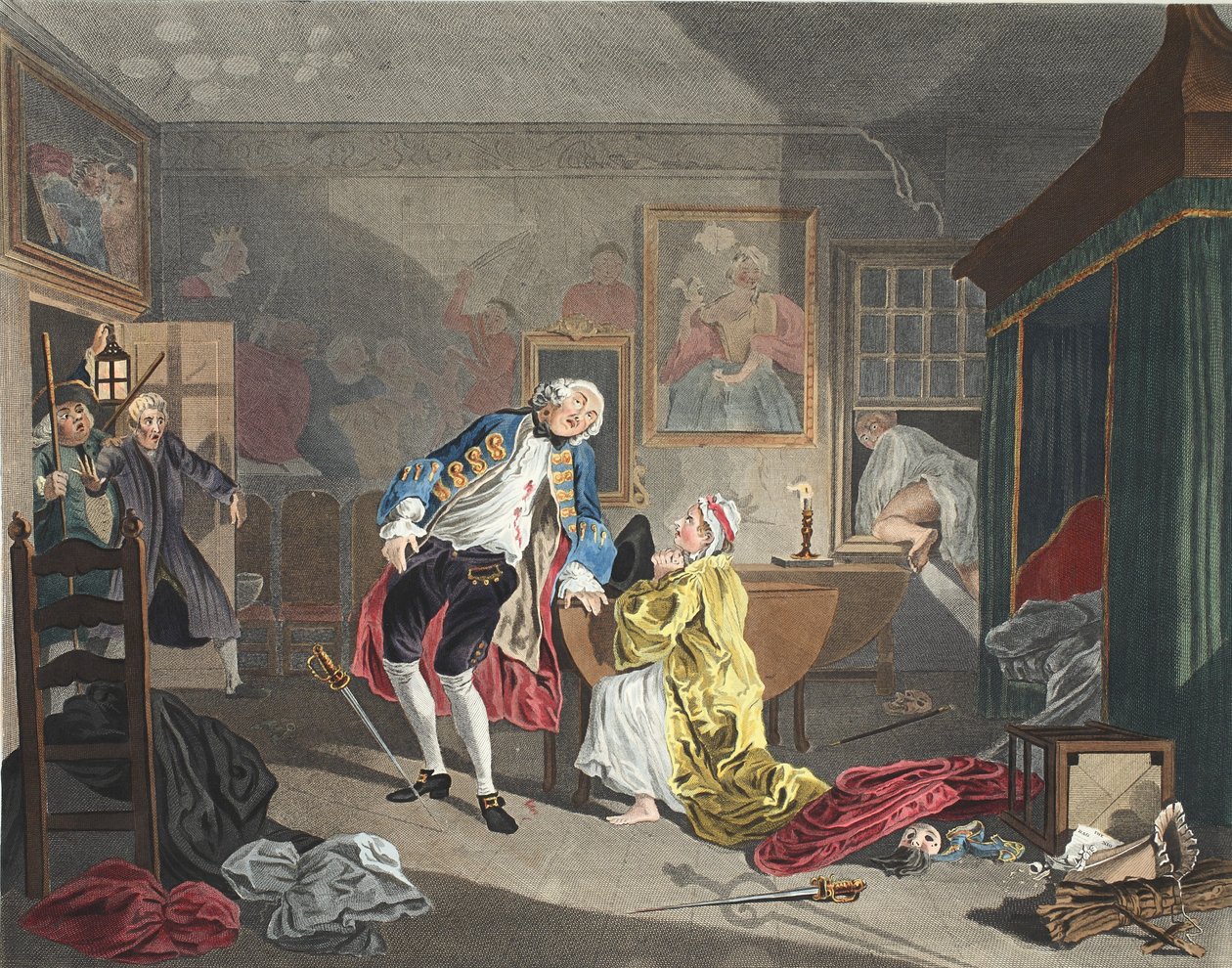 Marriage a la Mode, Plate V, The Bagnio, illustrasjon fra 