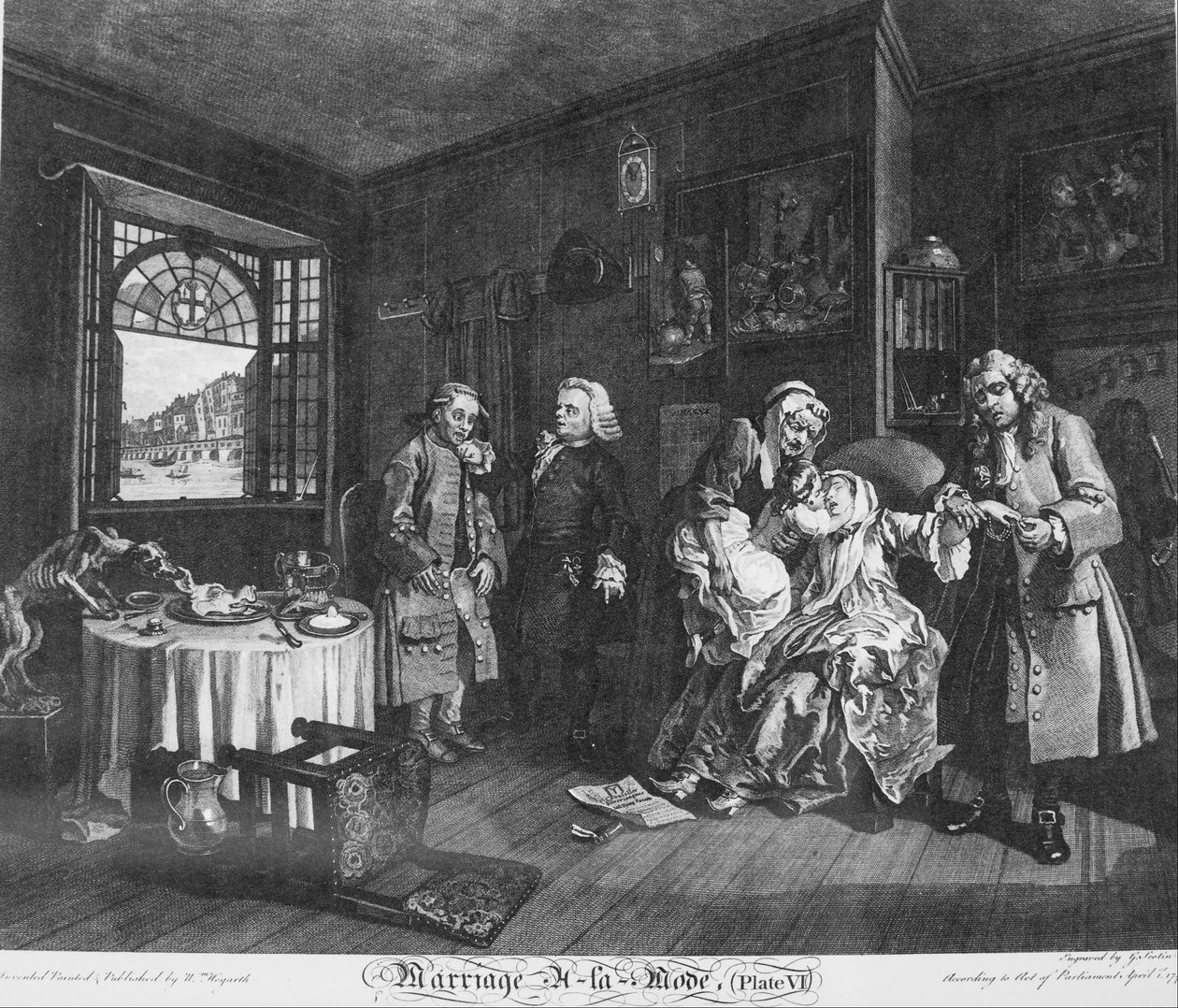 Ekteskap à la Mode, plate 6, (Grevinnens død) av William Hogarth