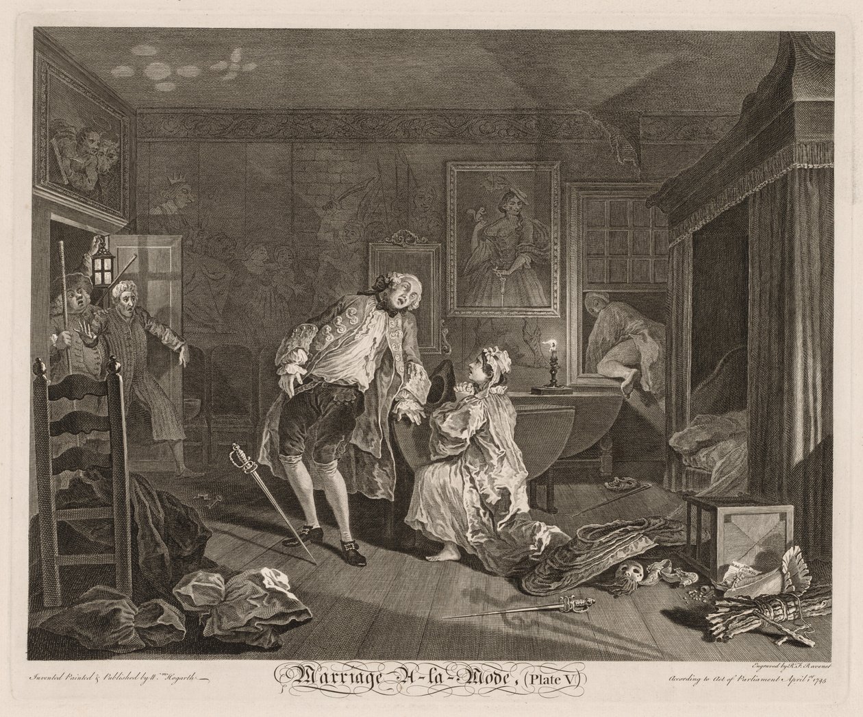 Marriage à la Mode: The Death of the Earl, 1745. av William Hogarth