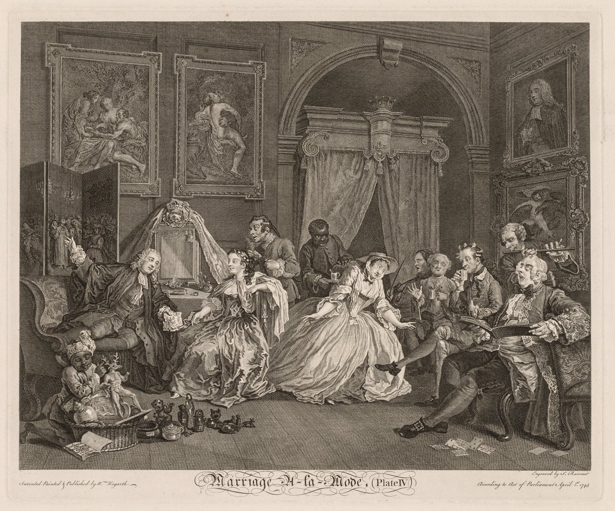 Fasjonabelt ekteskap: The Toilet Scene, 1745. av William Hogarth