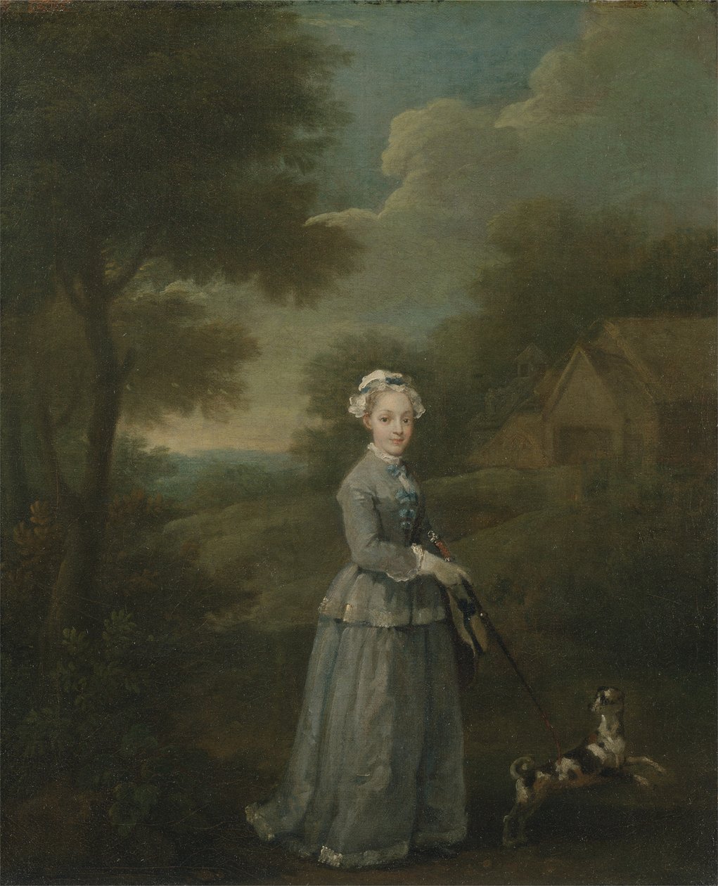 Miss Wood with her Dog, ca. 1730 (olje på lerret) av William Hogarth