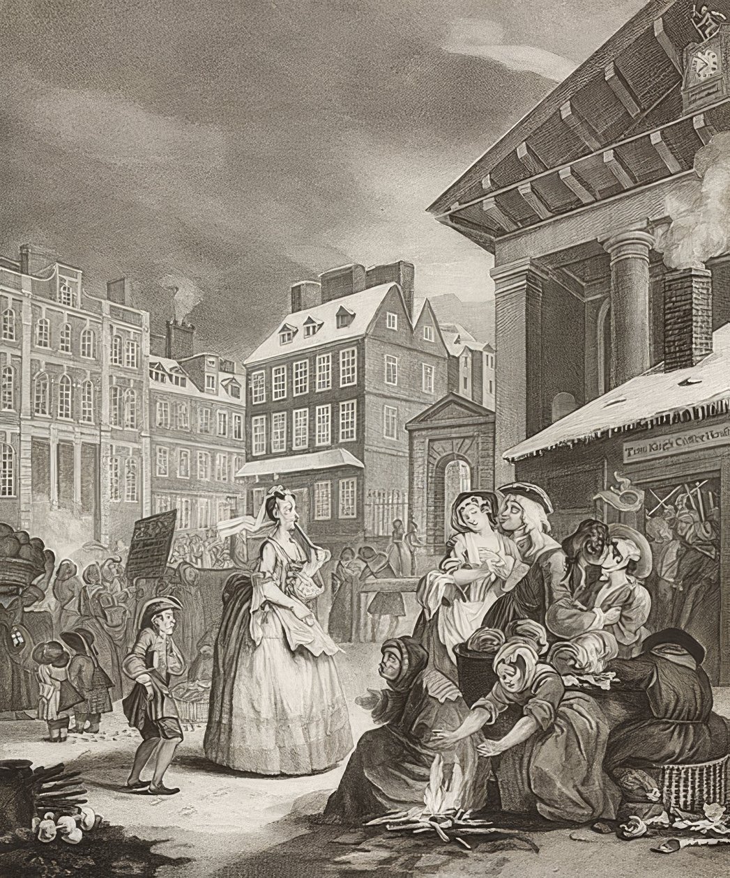 Morgen. Fra: De fire tidene på dagen / De fire tidene på dagen. 1738 av William Hogarth