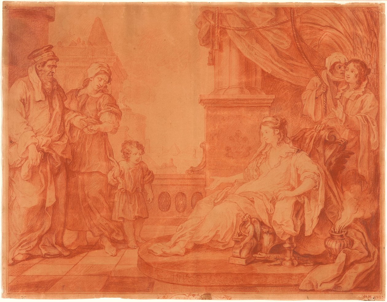 Moses brakt til faraos datter av William Hogarth
