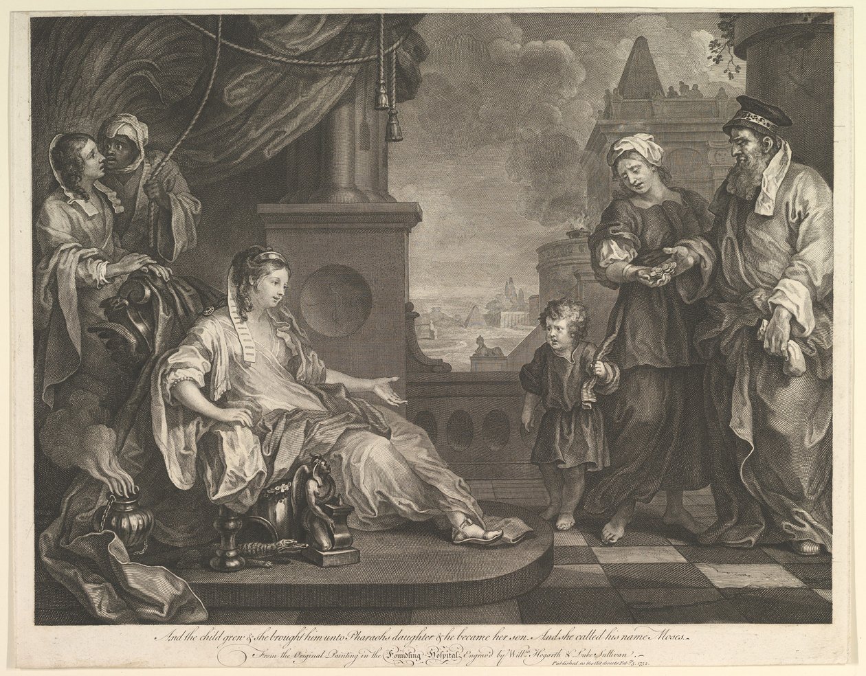 Moses brakt til faraos datter, 5. februar 1752. av William Hogarth