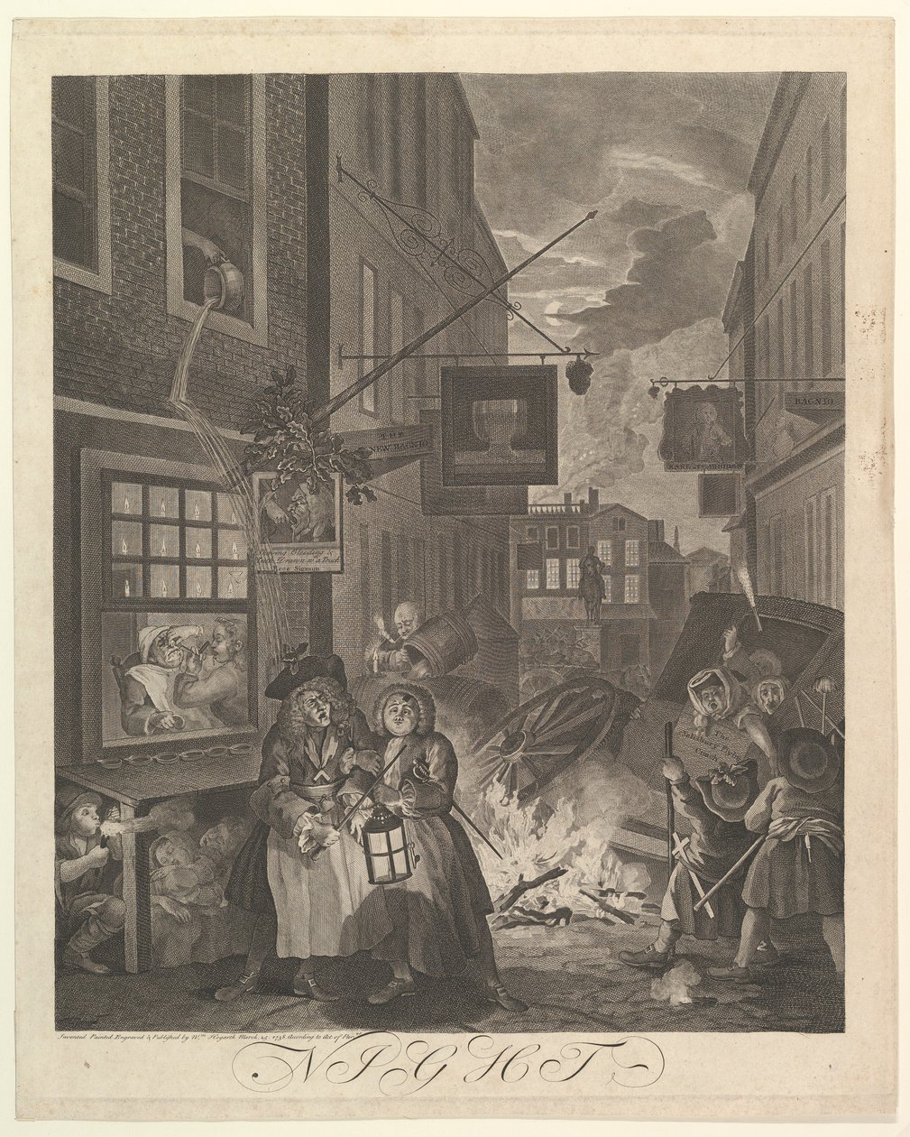 Natt de fire ganger på dagen, 25. mars 1738. av William Hogarth