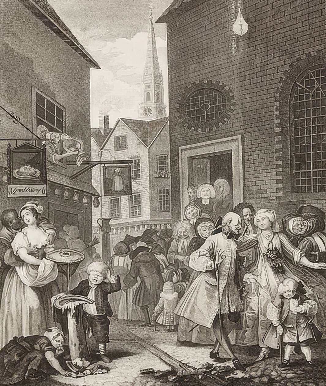 Middag / middag. Fra: De fire tidene på dagen / De fire tidene på dagen. 1738 av William Hogarth