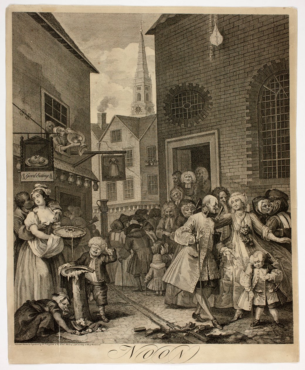 Middag, tallerken to fra The Four Times of Day av William Hogarth