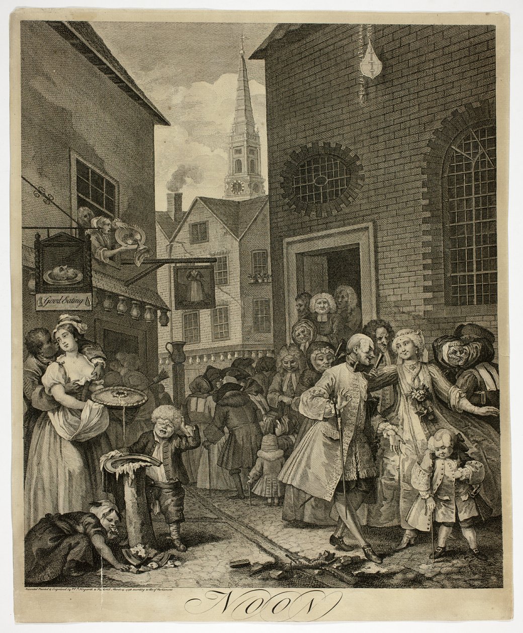 Middag, tallerken to fra The Four Times of Day av William Hogarth