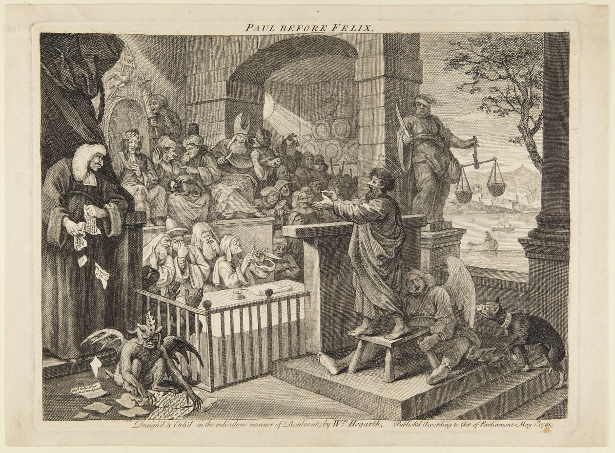 Paulus foran Felix av William Hogarth