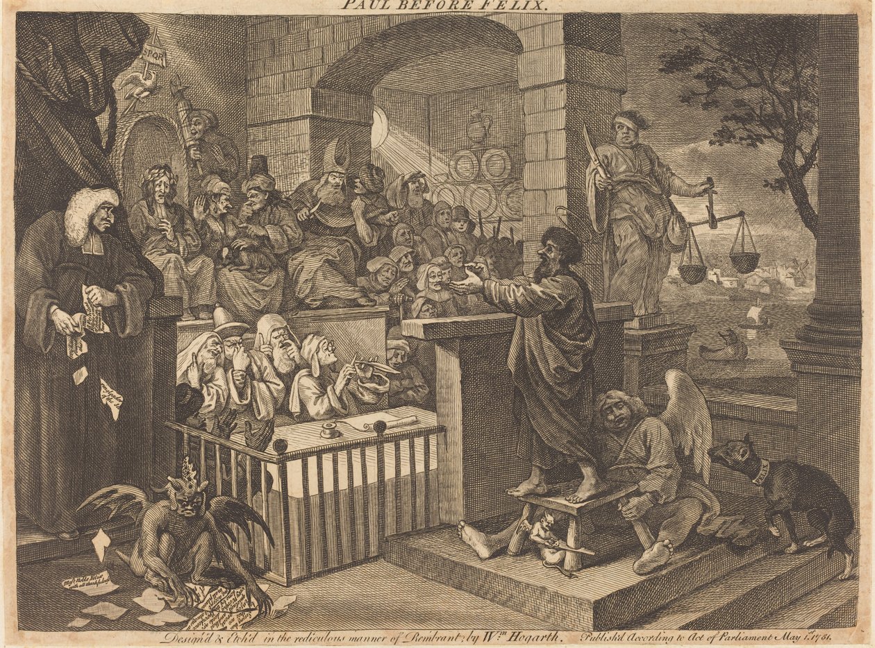 Paul før Felix Burlesqued av William Hogarth