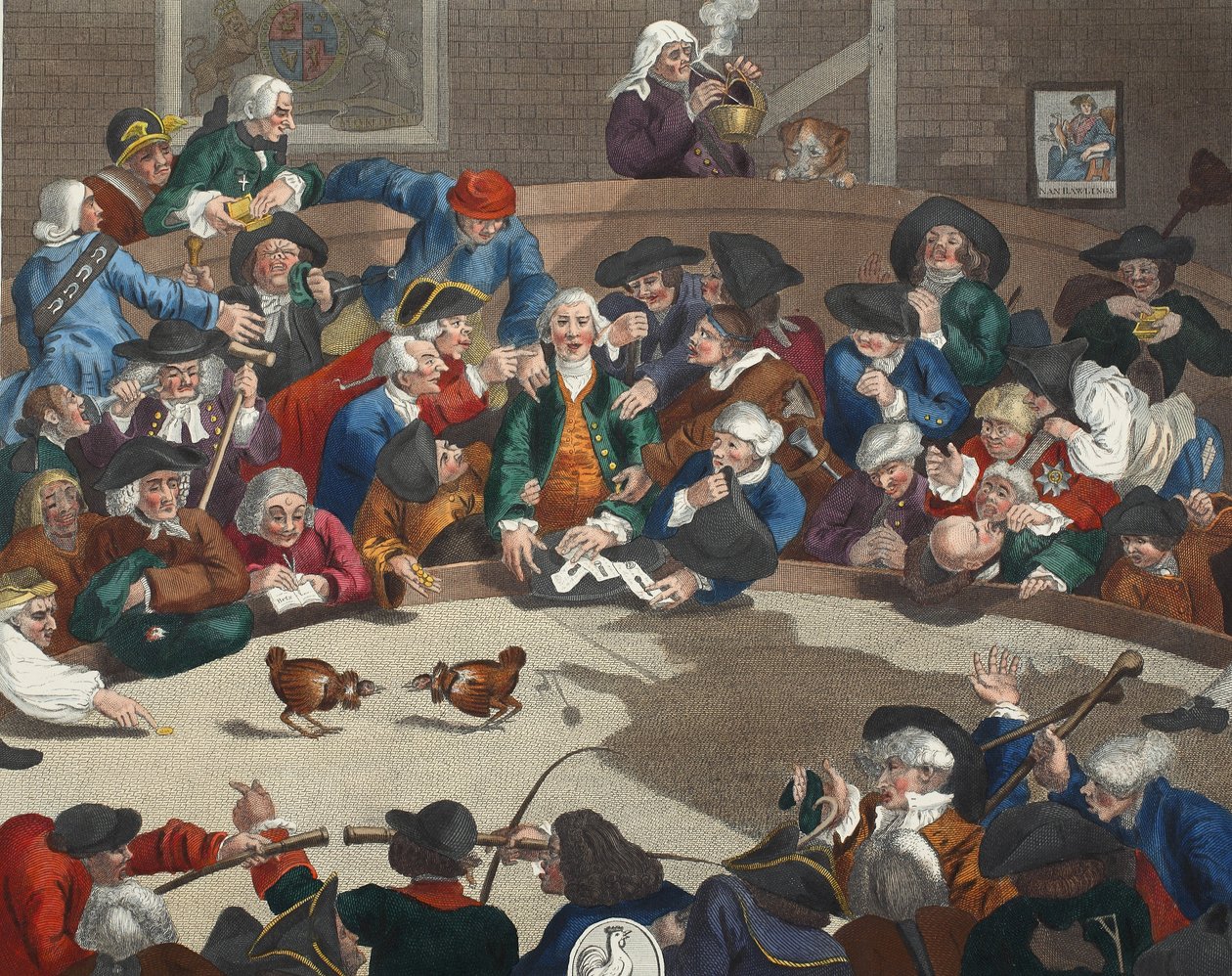 Pit Ticket, 5. november 1759, illustrasjon fra 'Hogarth Restored: The Whole Works of the celebrated William Hogarth, re-graved by Thomas Cook', pub. 1812 (håndfarget gravering) av William Hogarth