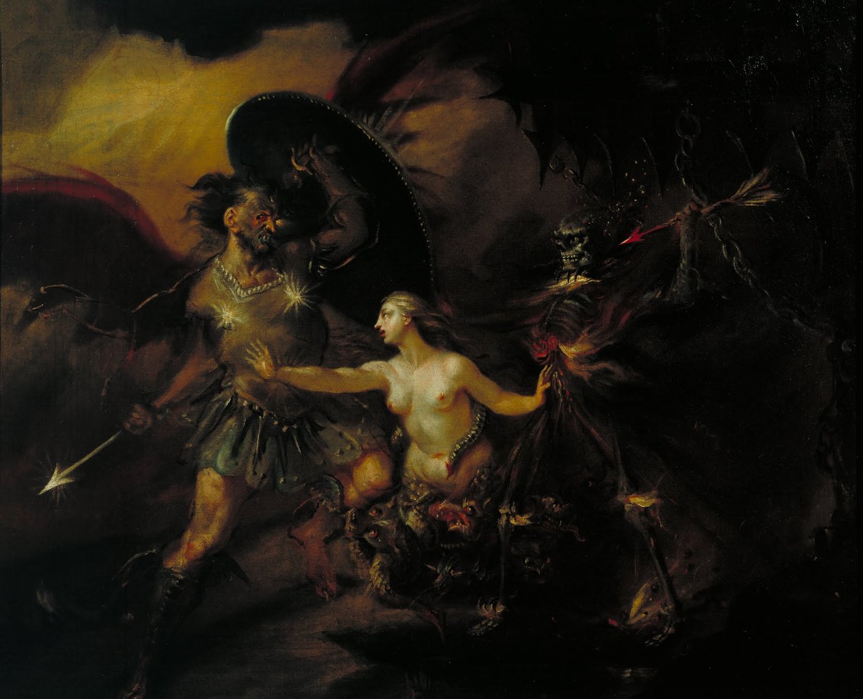 Satan, Synd og Død (En scene fra Miltons «Det tapte paradis») av William Hogarth