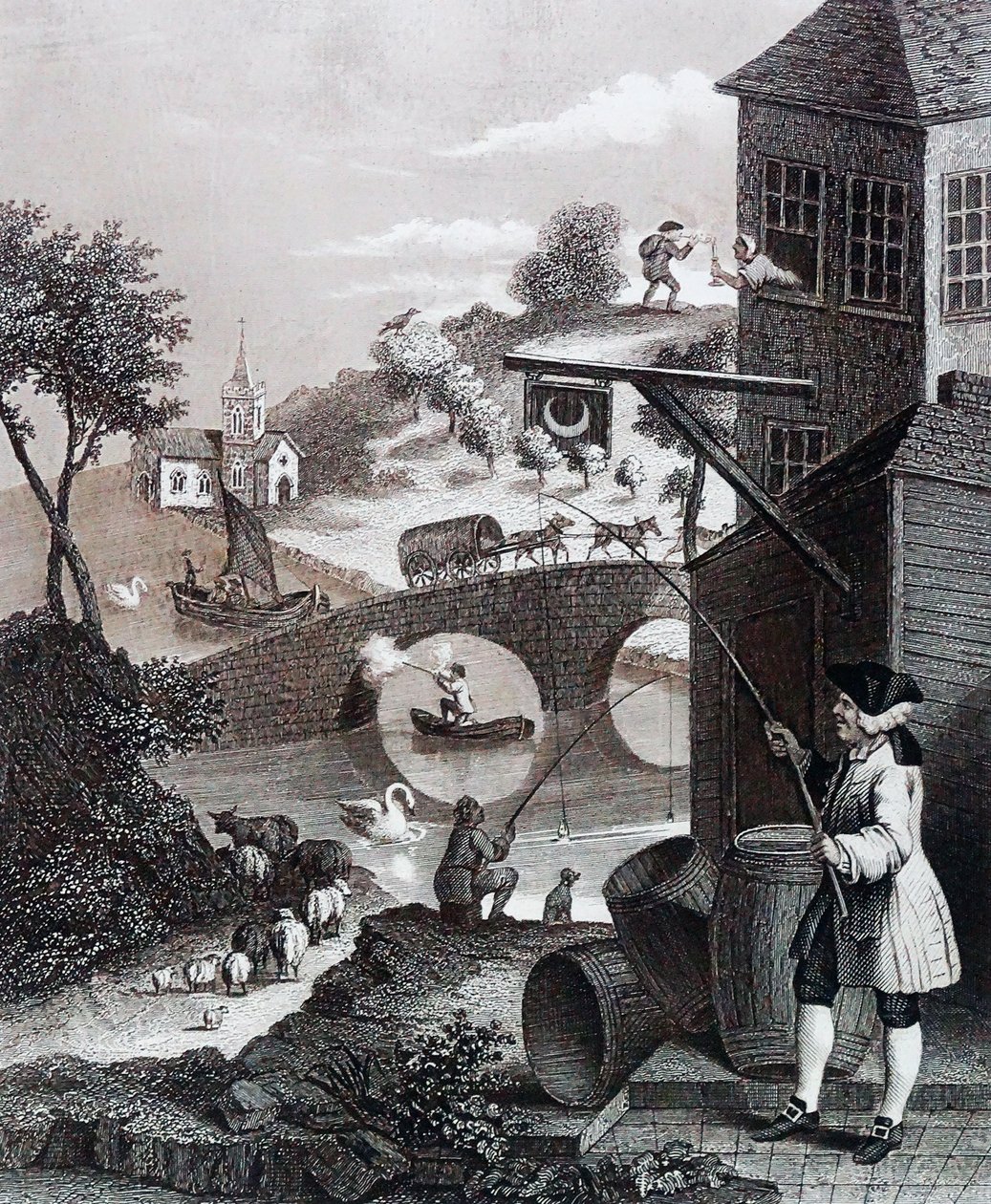 Satire på falskt perspektiv av William Hogarth