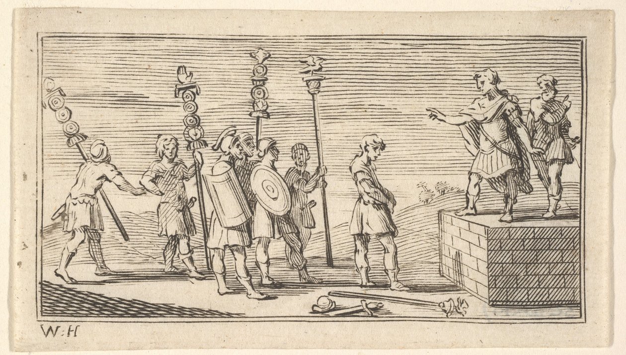 Skamfull utskrivning John Beaver, romerske militære straffer, 1725, etter 1725. av William Hogarth