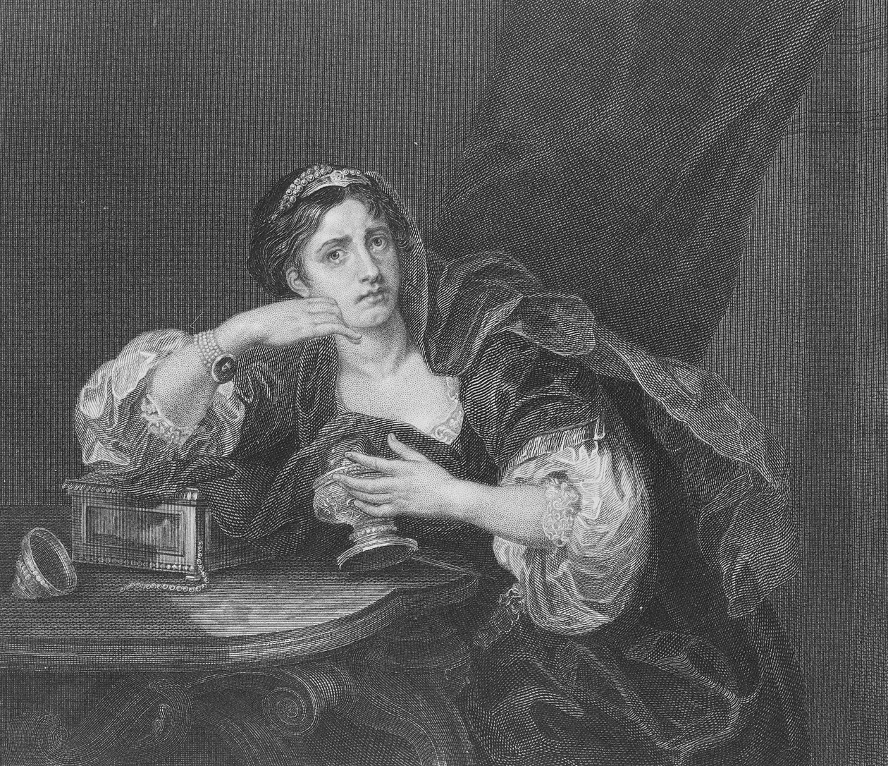 Sigismonda med ektemannens hjerte, gravert av T.W. Shaw, fra 