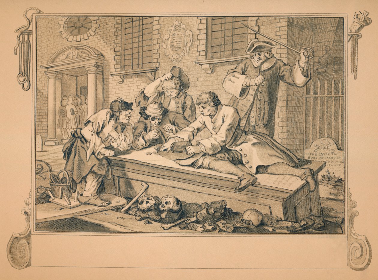 Skisse for industri og lediggang - Plate III, 1747 av William Hogarth