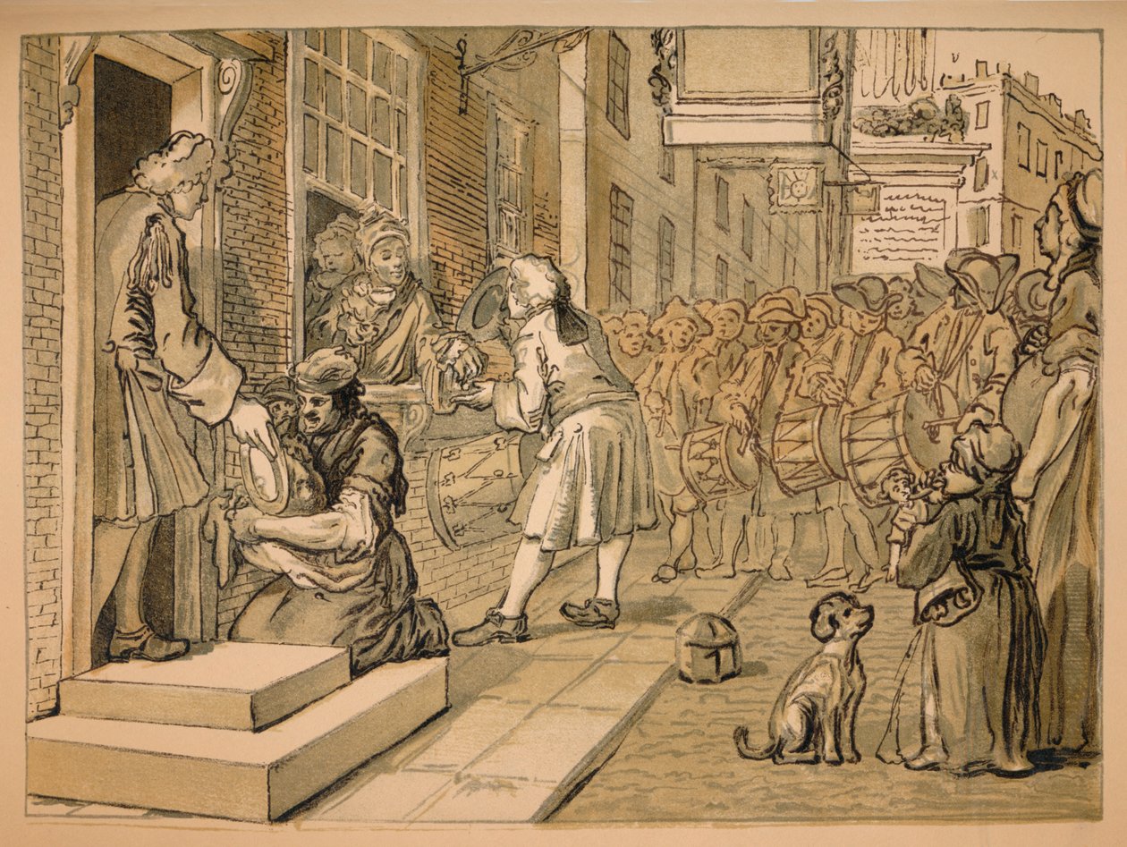 Skisse for industri og lediggang - Plate VI, 1747 av William Hogarth
