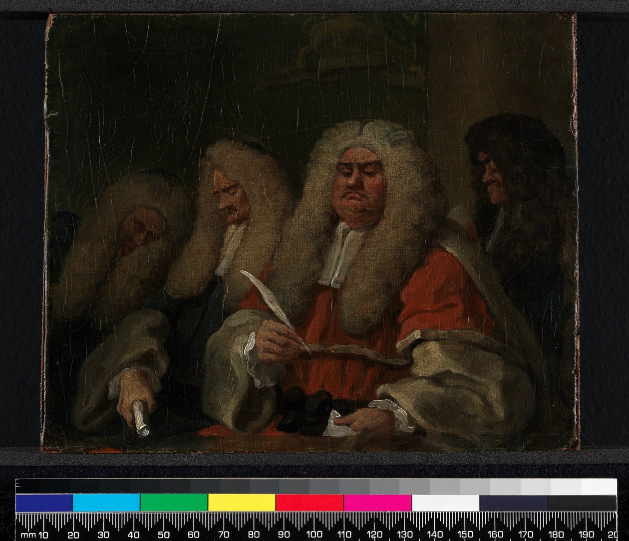 Benken, 1753-54 (olje på lerret støttet på panel) av William Hogarth