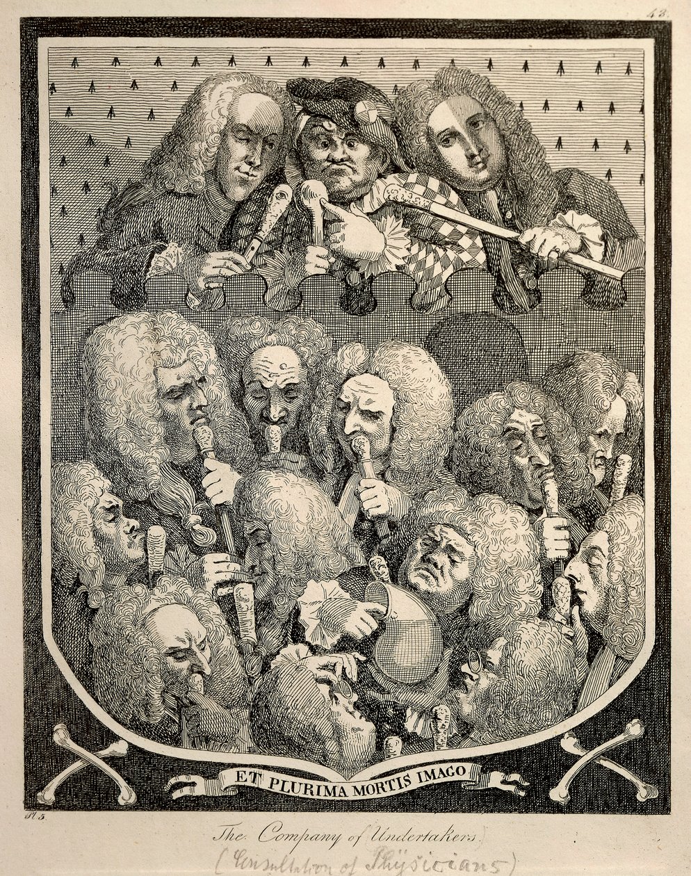 The Company of Undertakers av Georg Friedrich Haendel, karikaturgravering av William Hogarth av William Hogarth