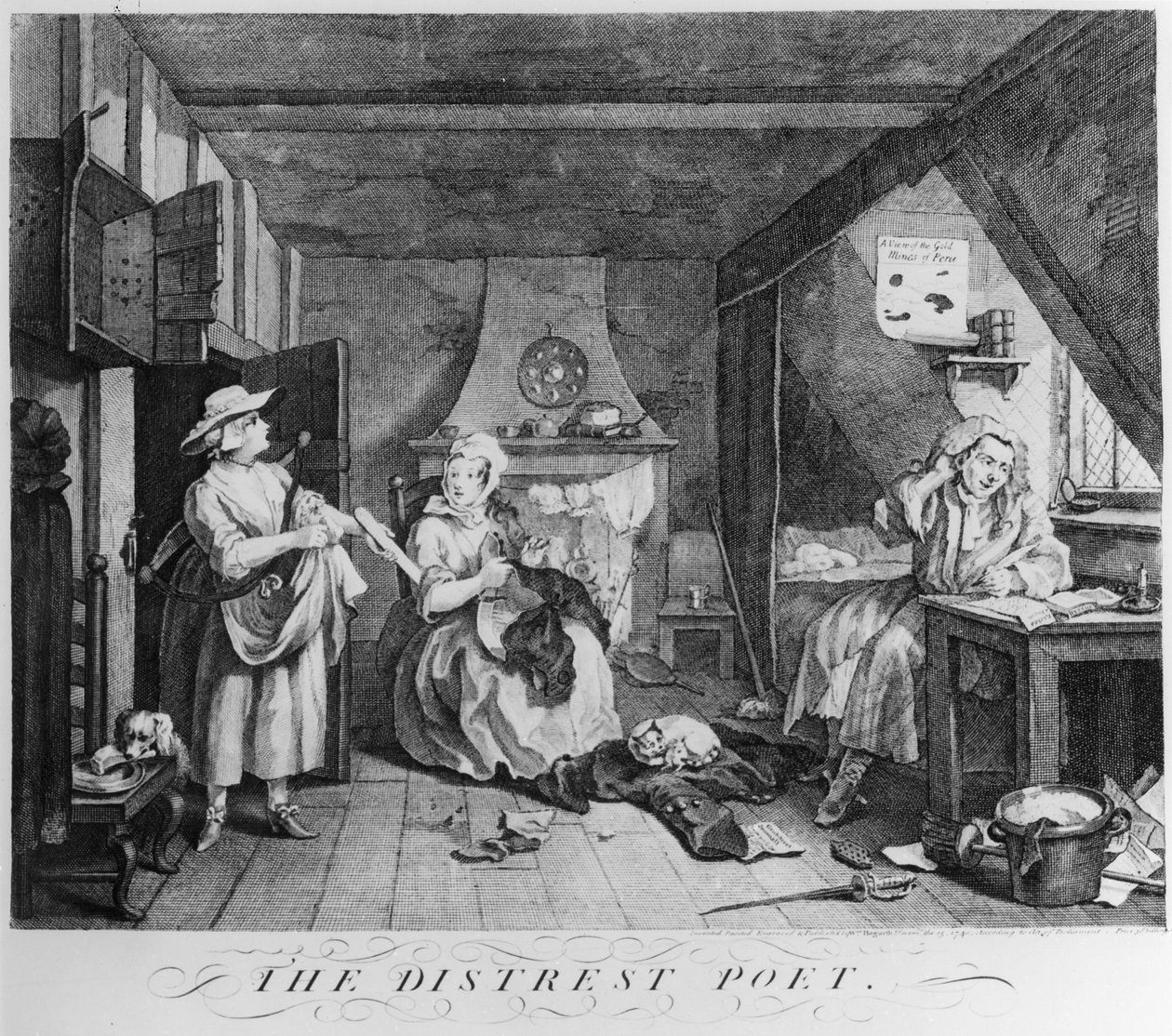 Den nødlidende dikteren, 1740 av William Hogarth