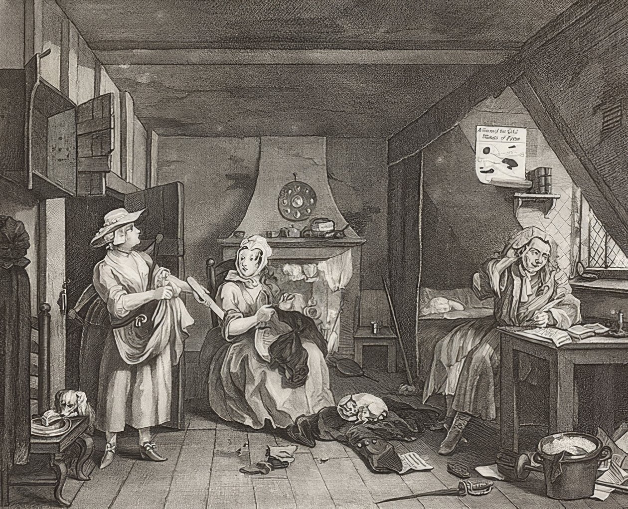 Den nødlidende poeten. 1736/40 av William Hogarth