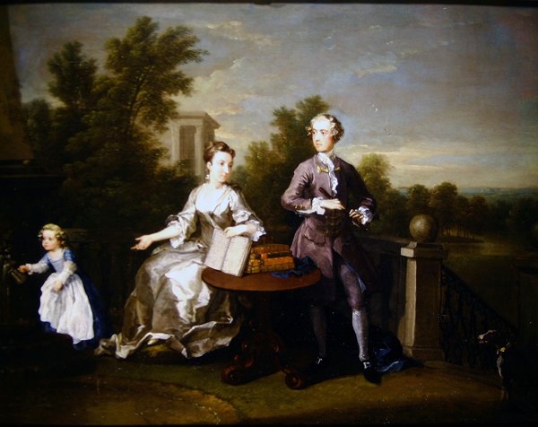 Edwards Hamilton-familien på terrassen deres i Kensington av William Hogarth