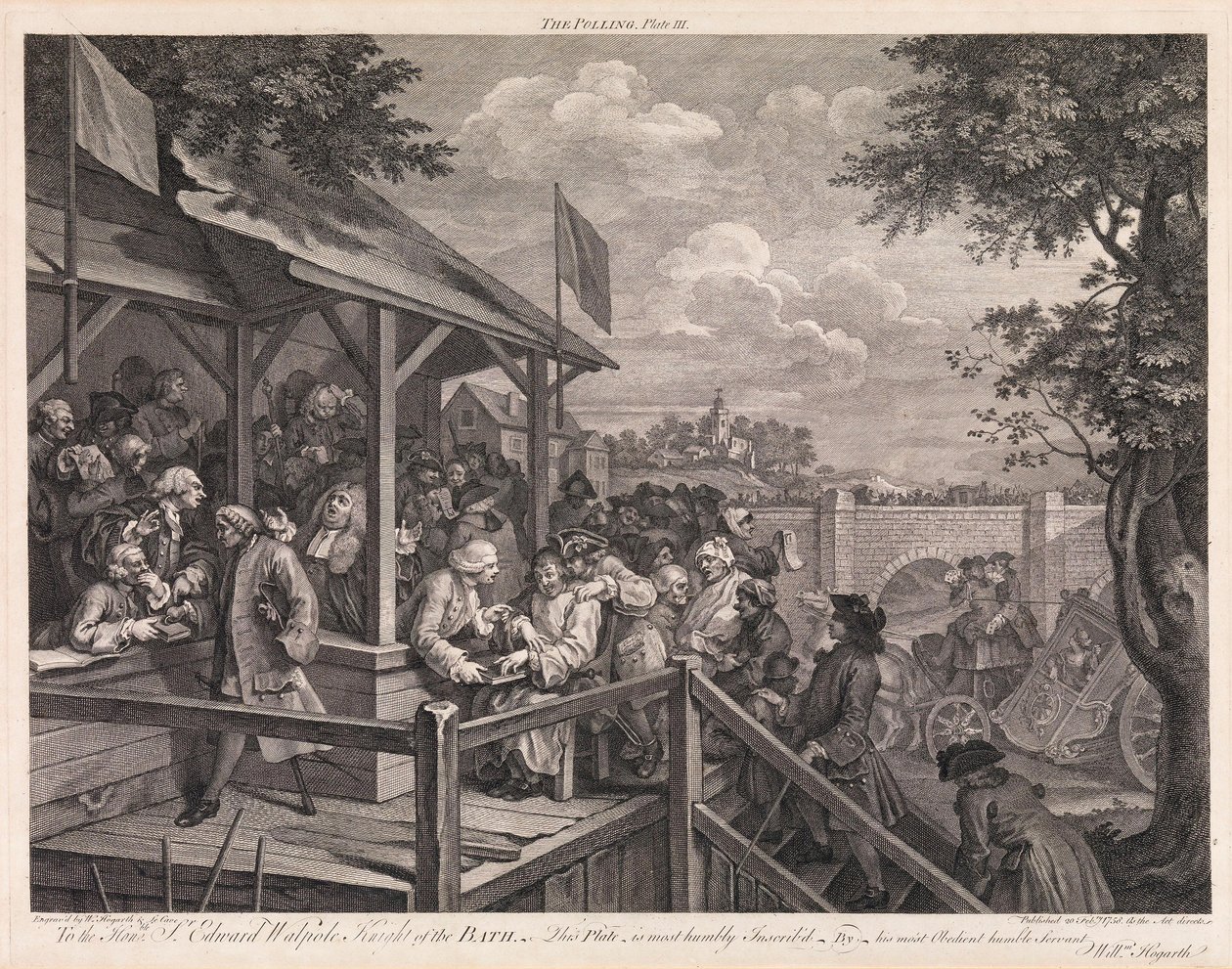 Valget, plansje 3: «Avstemningen» av William Hogarth