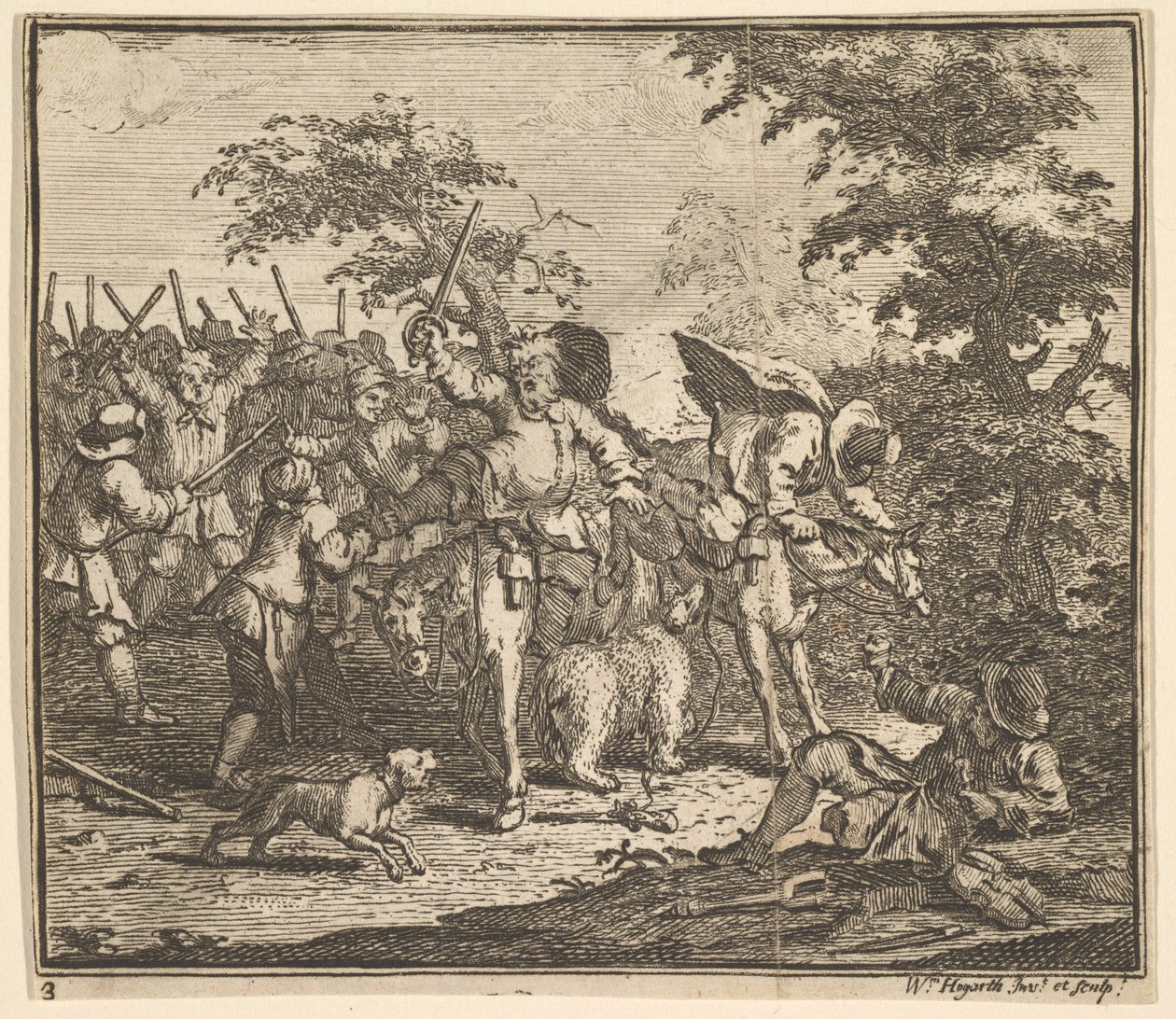 Møtet med Talgol og Magnano Sytten små illustrasjoner for Samuel Butler..., 1721-26. av William Hogarth