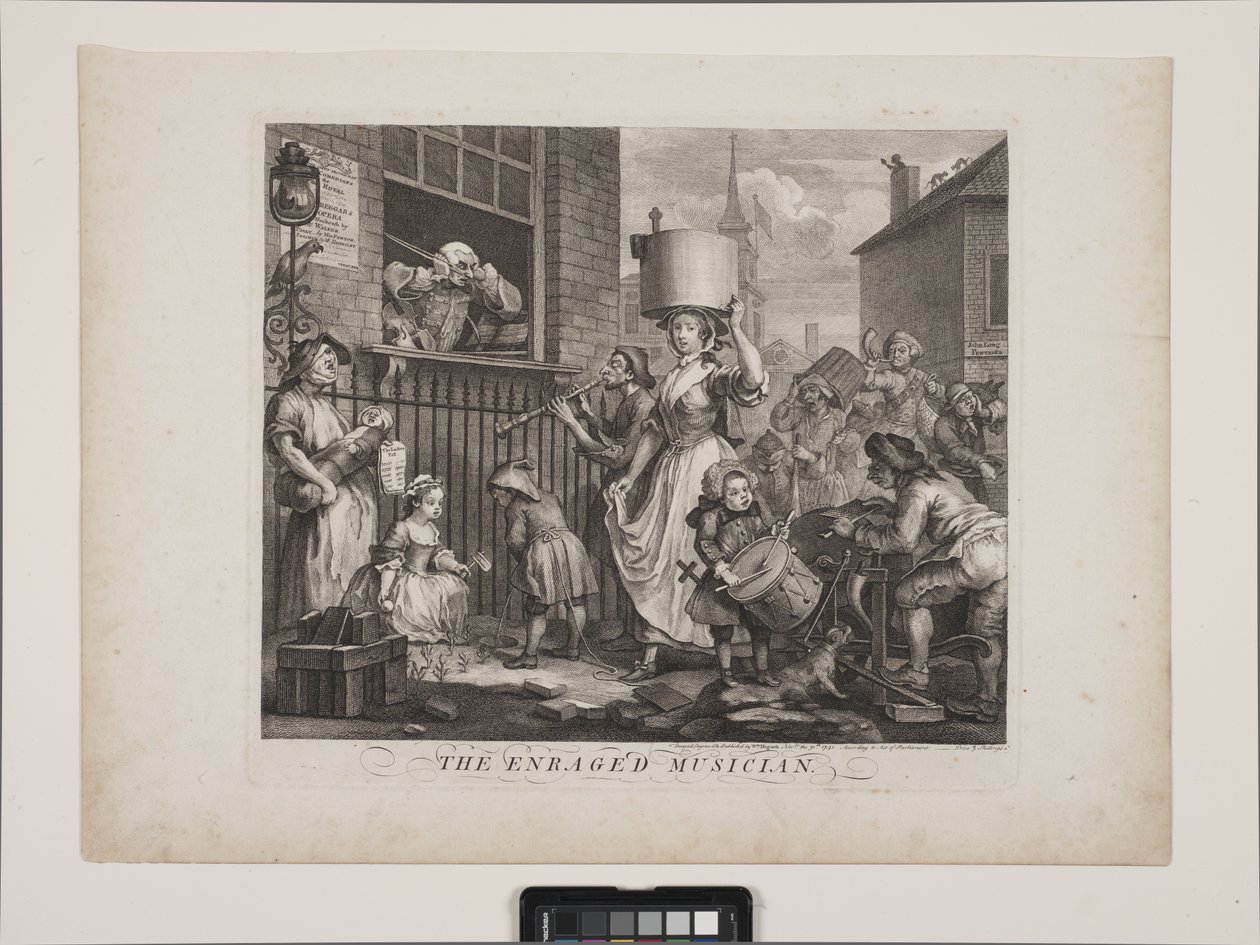 Den rasende musikeren (etsing og gravering) av William Hogarth