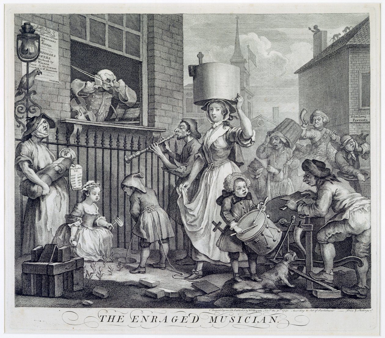 Den rasende musikeren, 1741 av William Hogarth