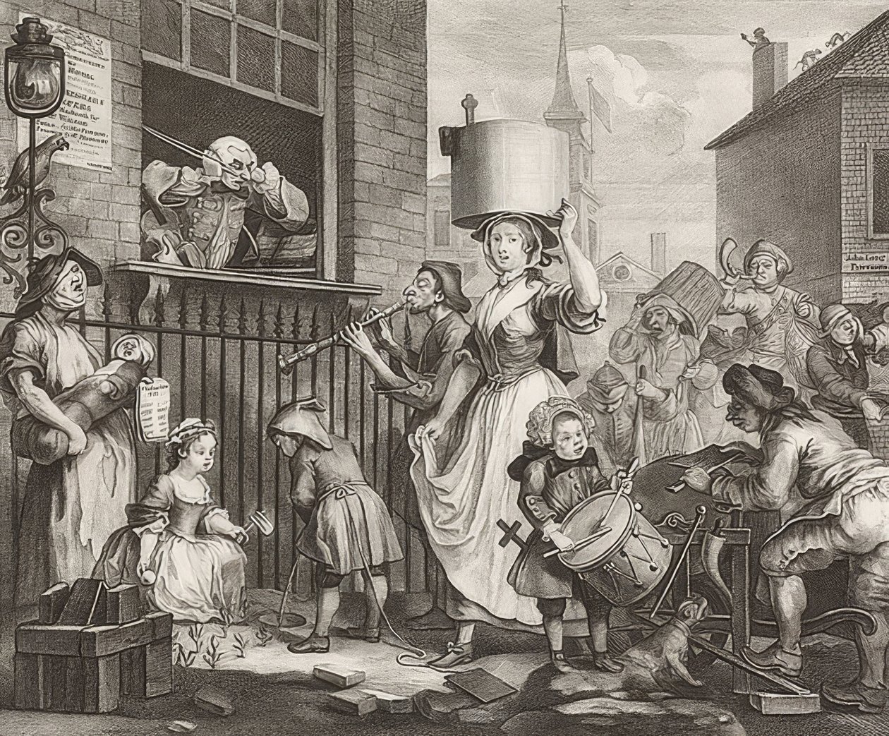 Den rasende musikeren. 1741 av William Hogarth