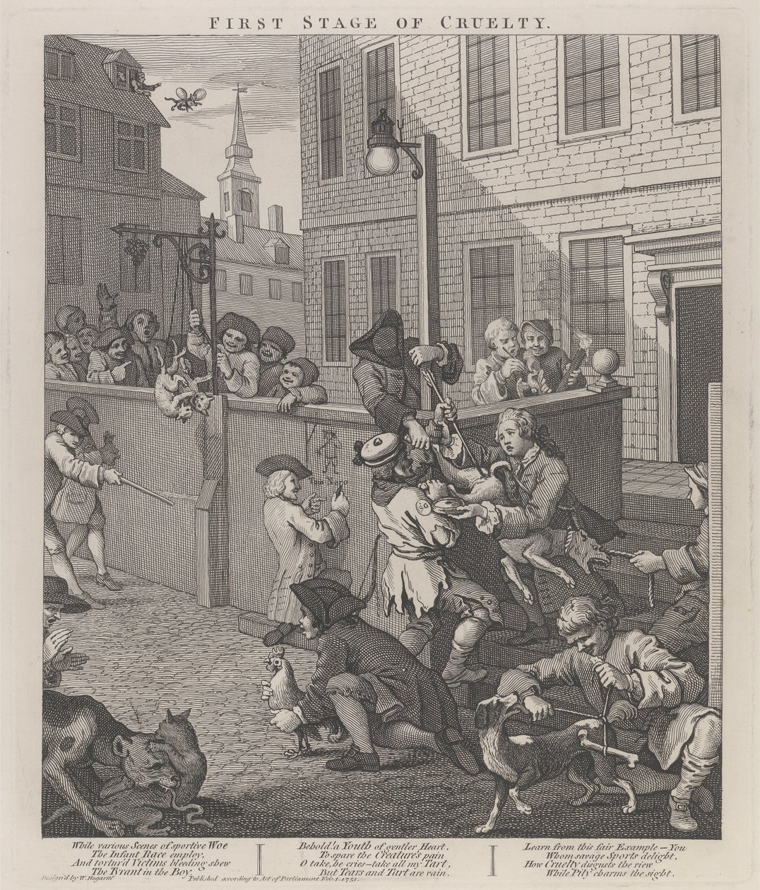 Den første fasen av grusomhet: Barn som torturerer dyr av William Hogarth