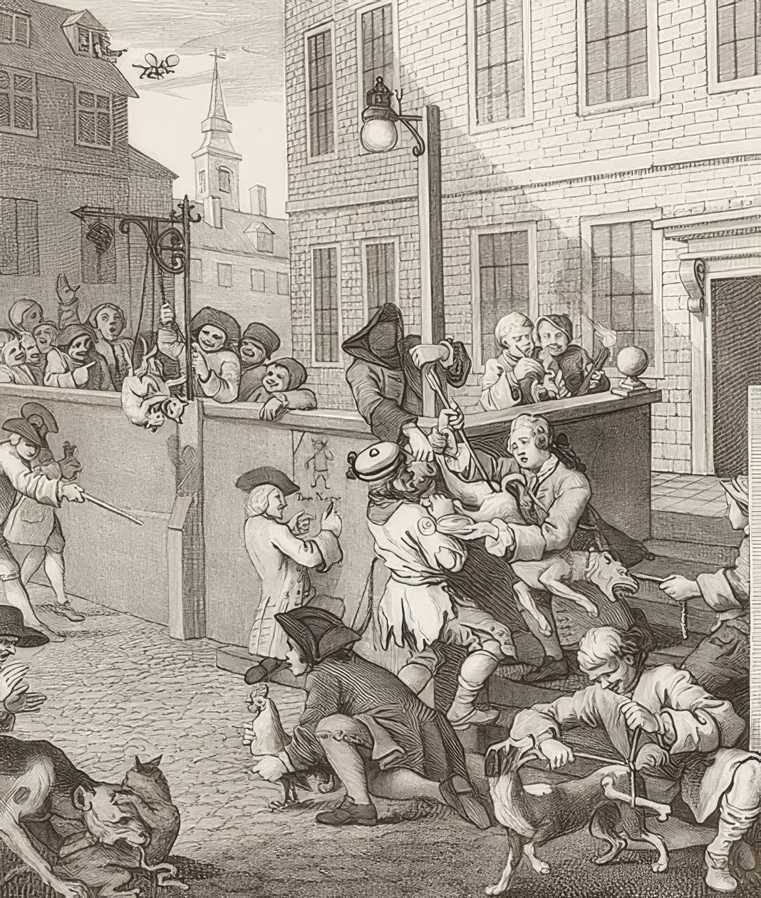 Den første fasen av grusomhet. Fra: Grusomhetens fire stadier / Grusomhetens fire stadier. 1751 av William Hogarth