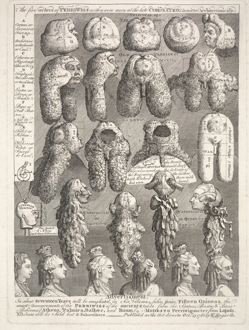 The Five Orders of the Perriwigs, 15. oktober av William Hogarth