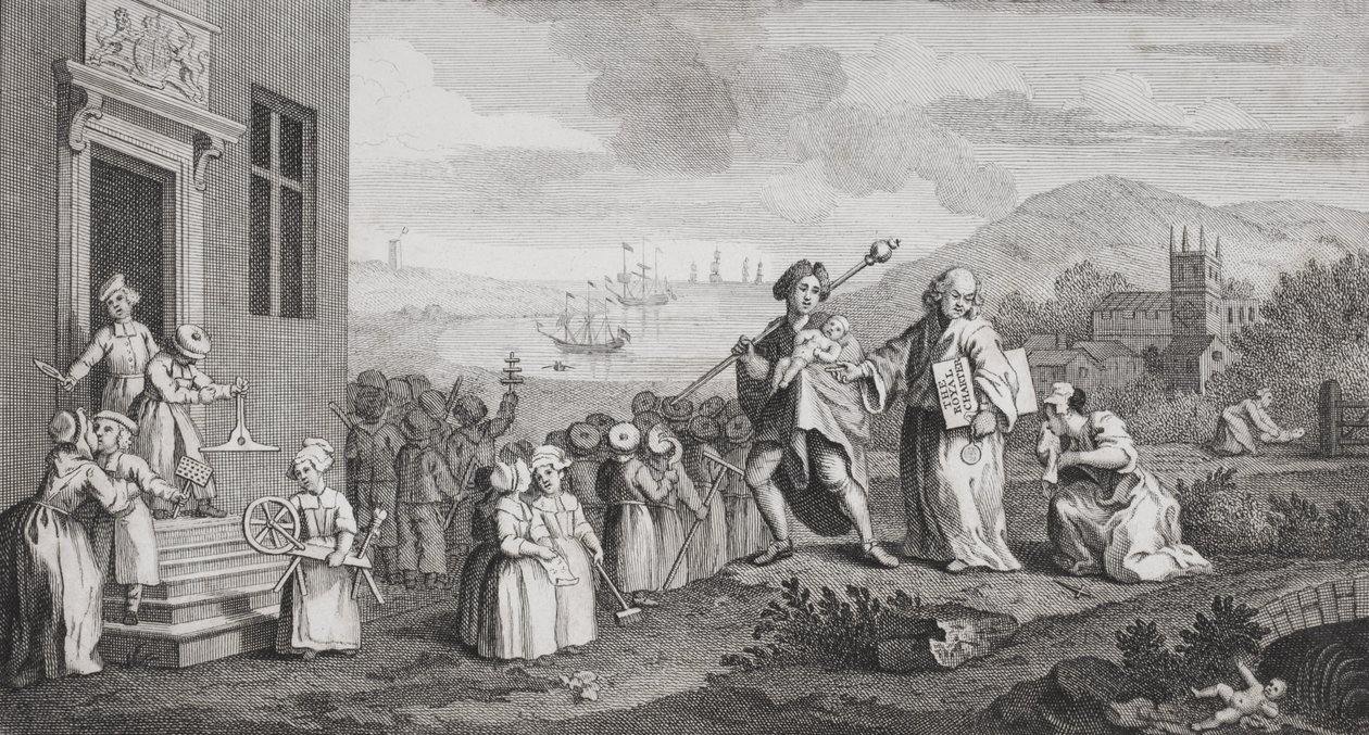 The Foundlings, gravert av F. Morellon La Cave av William Hogarth