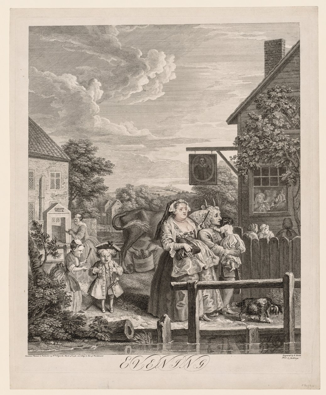 De fire ganger på dagen: Kveld, 1738. av William Hogarth