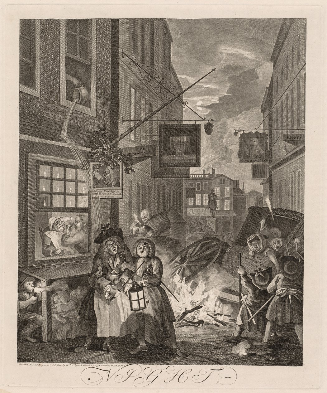 De fire tidene på dagen: Natt av William Hogarth