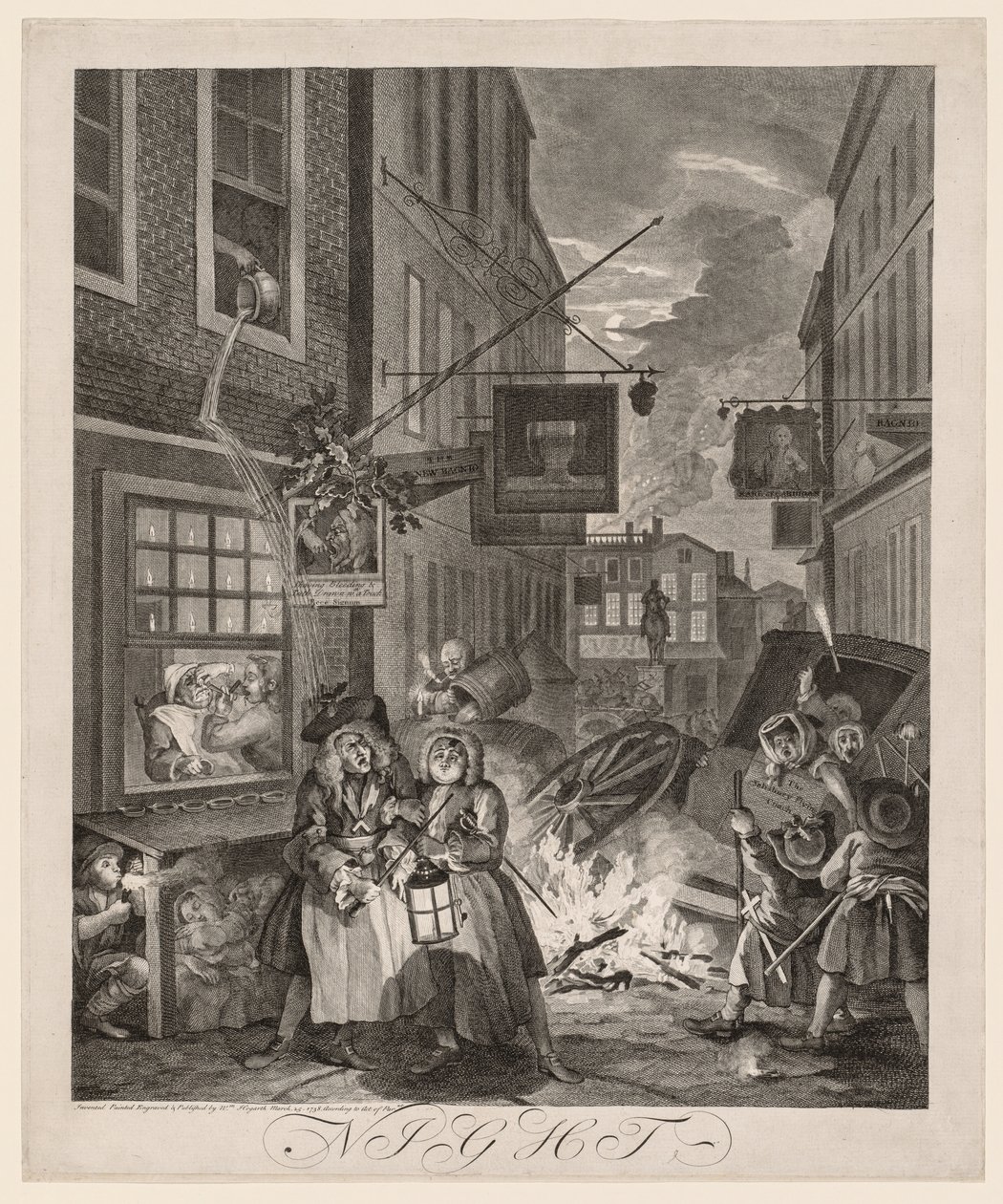 De fire tidene på dagen: Natt av William Hogarth