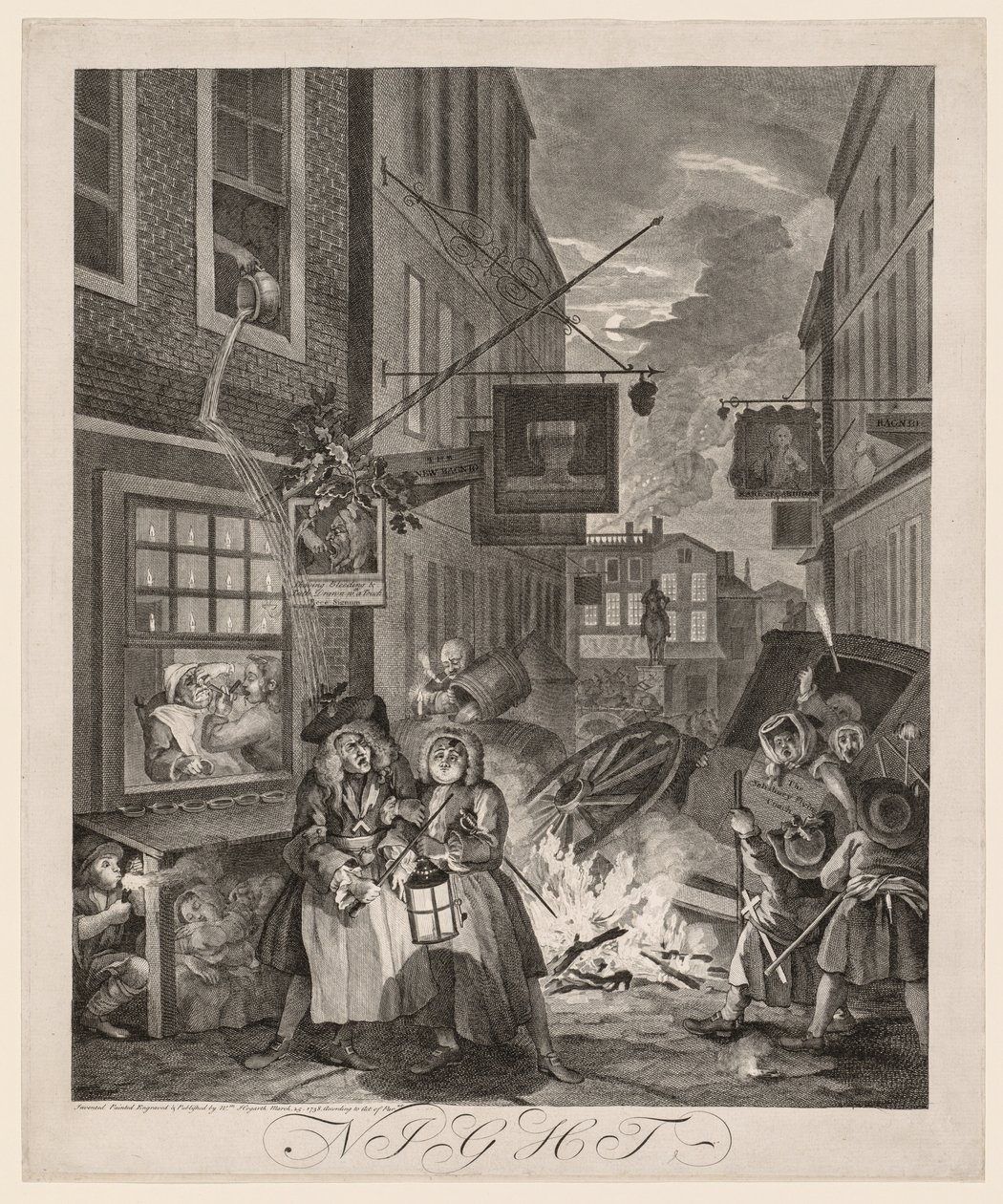 De fire tidene på dagen: Natt, 1738. av William Hogarth