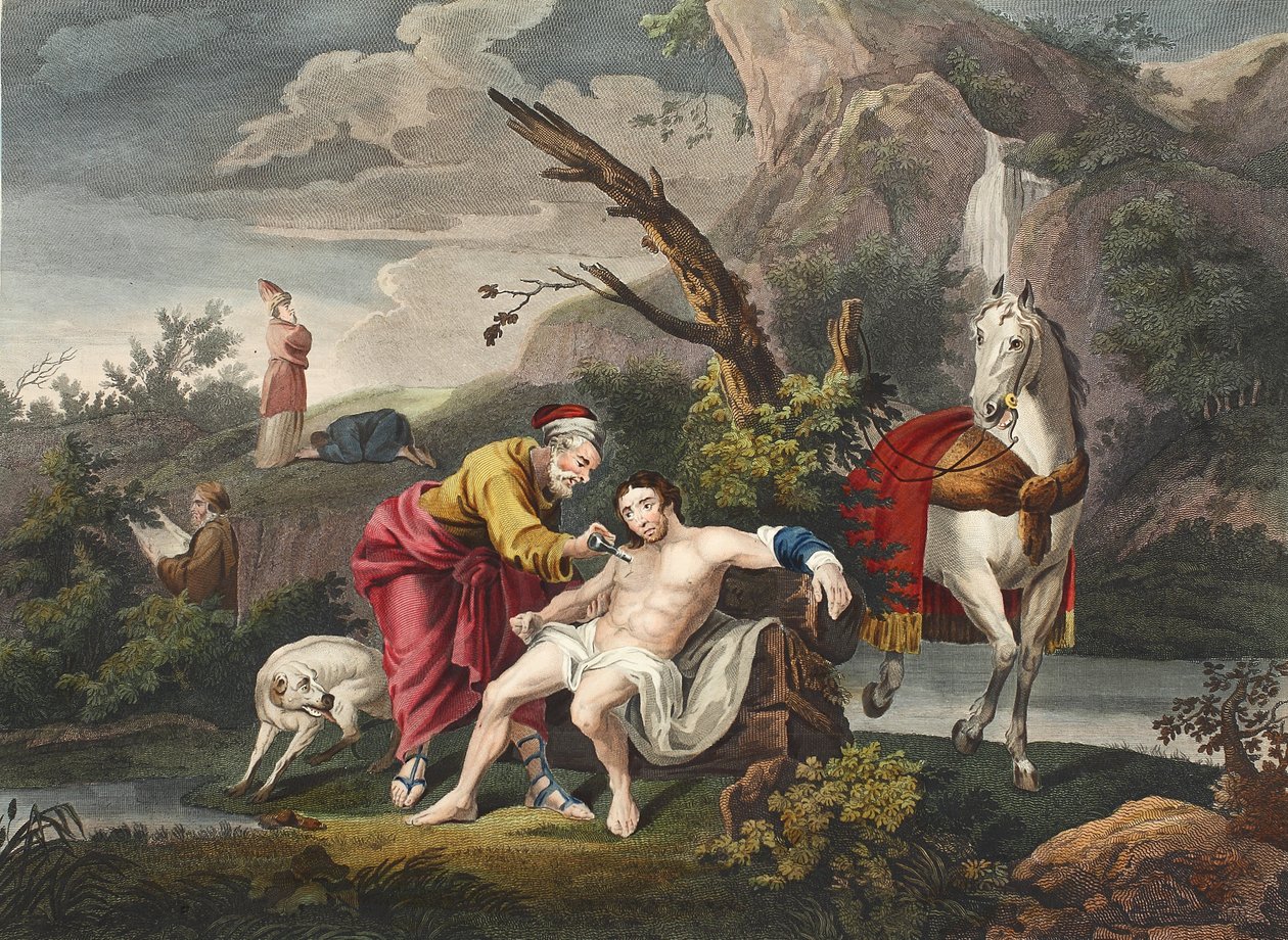 Den barmhjertige samaritan, illustrasjon fra 